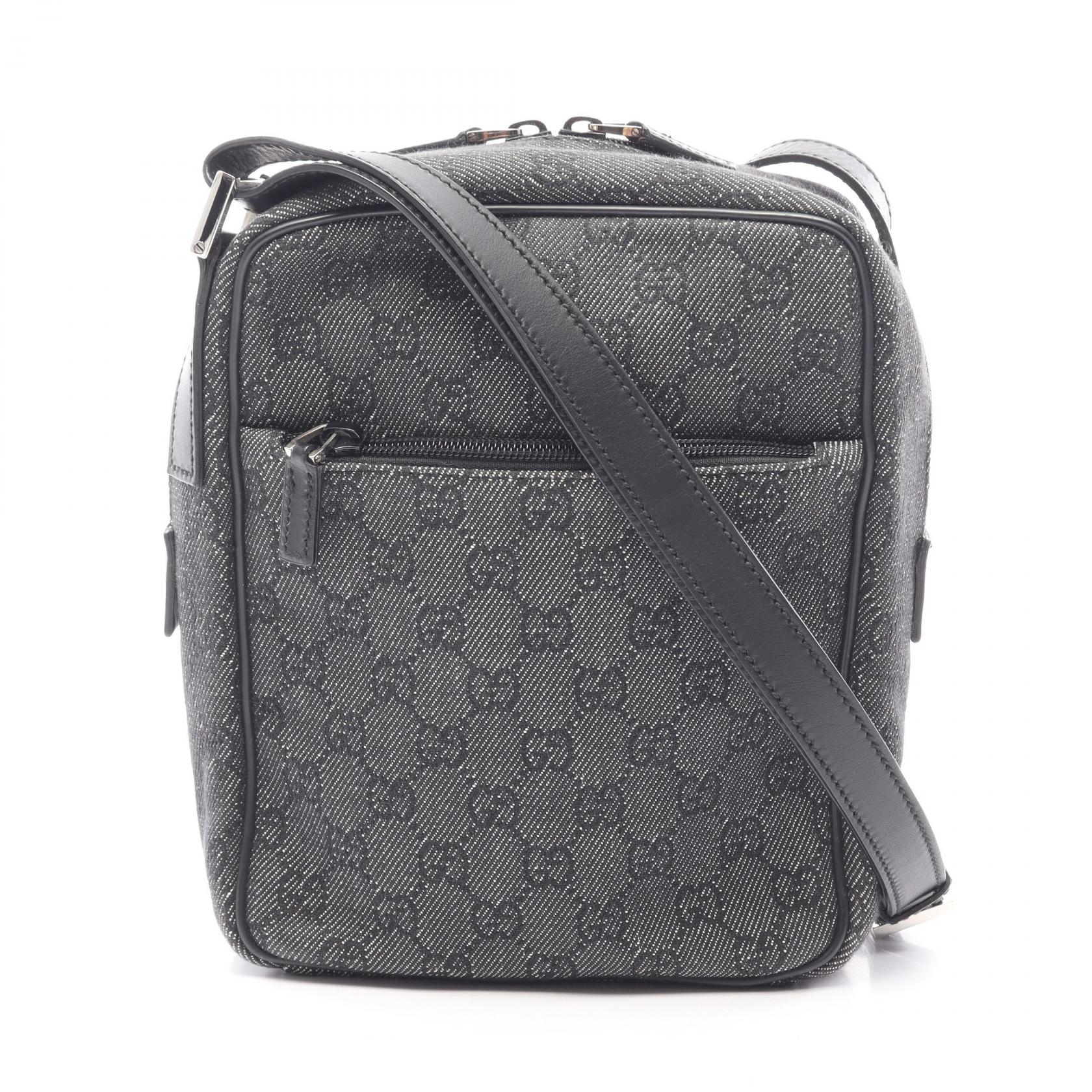 【10%OFFクーポン 7/26 9:59〆】 グッチ GUCCI GG柄 ショルダーバッグ バッグ デニム レザー レディース ブラック系 03136 【中古】｜Brandoff銀座