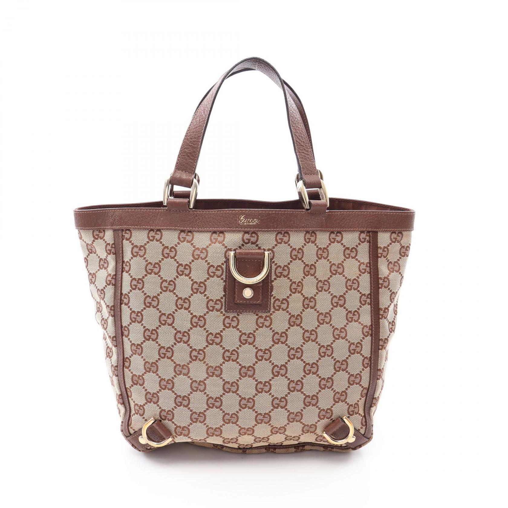 【10%OFFクーポン 7/26 9:59〆】 グッチ GUCCI アビー GGキャンバス トートバッグ バッグ キャンバス レザー レディース ベージュ系 / ブラウン系 130739 【中古】|Brandoff銀座