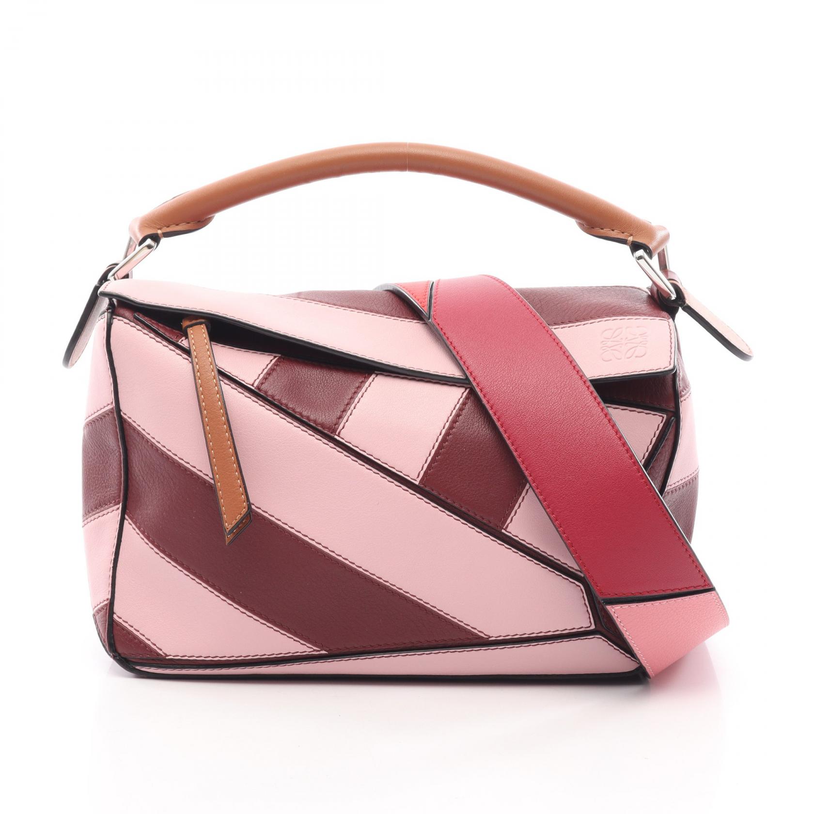 【10%OFFクーポン 7/26 9:59〆】 ロエベ LOEWE PUZZLE BAG SMALL パズルバッグ スモール 2WAY ハンドバッグ バッグ レザー レディース ピンク系 / ボルドー系 / ブラウン系 【中古】｜Brandoff銀座