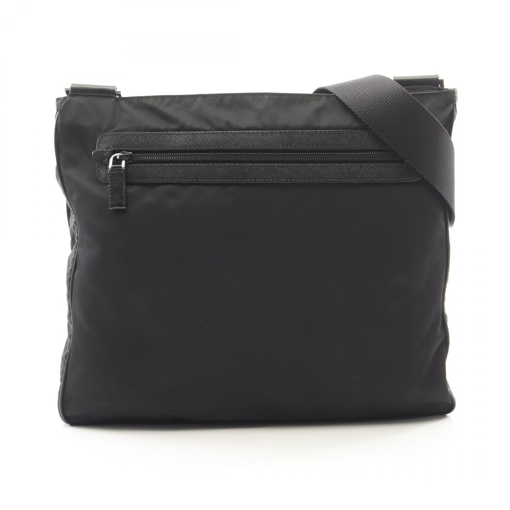 【10%OFFクーポン 7/26 9:59〆】 プラダ PRADA ショルダーバッグ バッグ ナイロン サフィアーノレザー レディース ブラック系 【中古】|Brandoff銀座