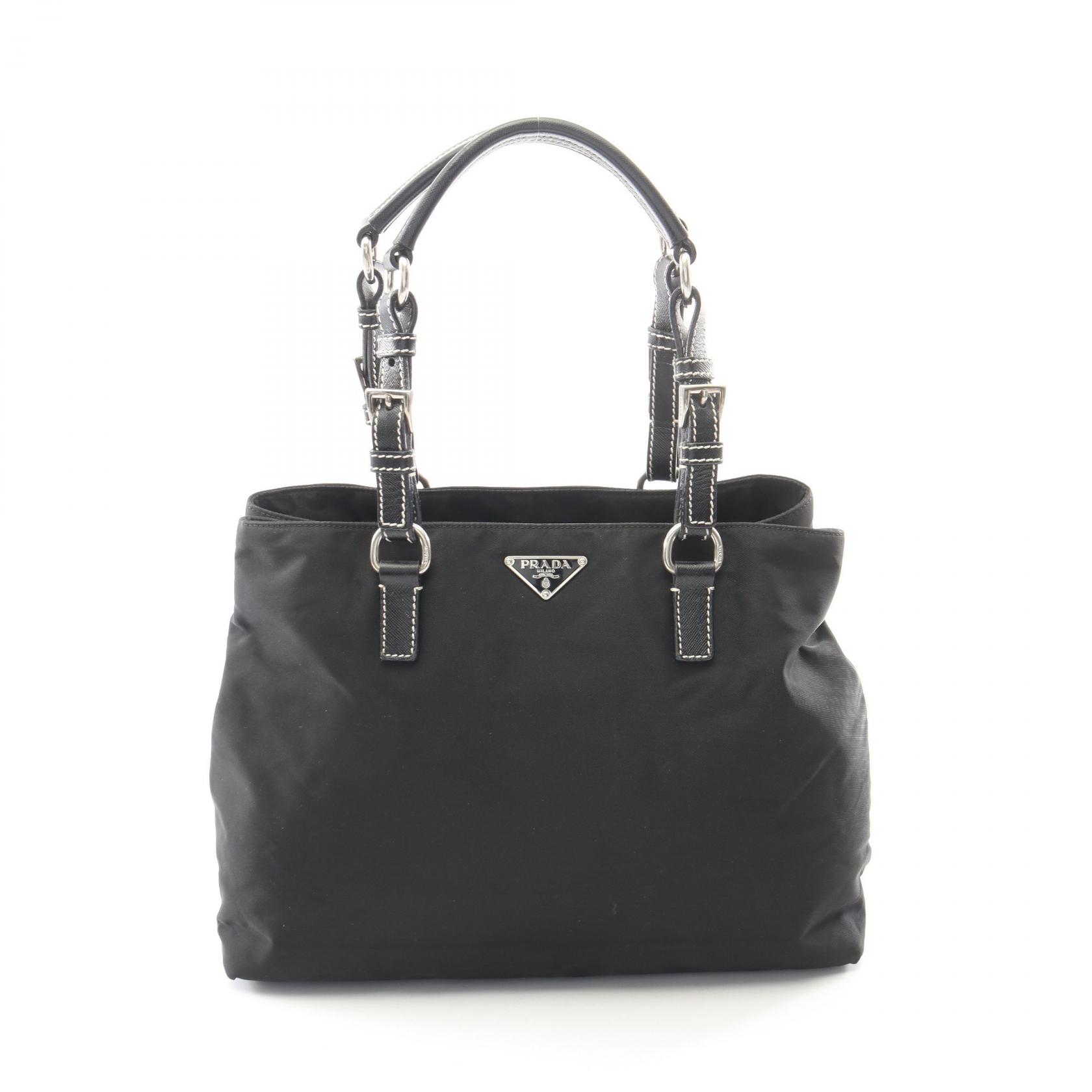 【10%OFFクーポン 7/26 9:59〆】 プラダ PRADA トートバッグ バッグ ナイロン サフィアーノレザー レディース ブラック系 BR2199 【中古】|Brandoff銀座