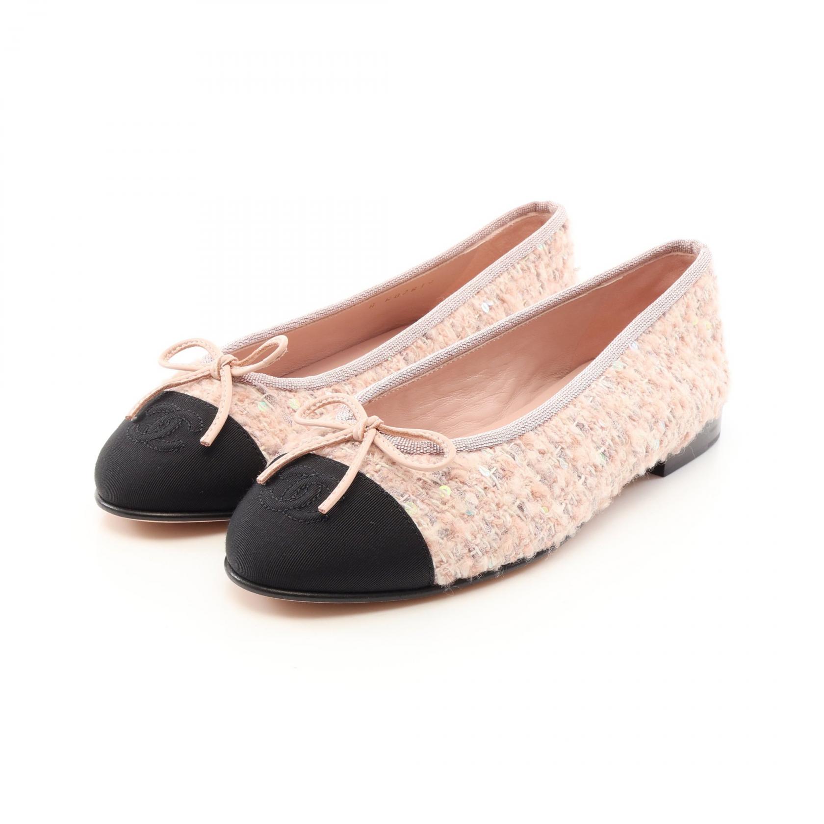 【10%OFFクーポン 7/26 9:59〆】 シャネル CHANEL BALLERINA バレリーナ パンプス 靴 ファブリック レディース ピンク系 / ブラック系 G02819. 【中古】｜Brandoff銀座