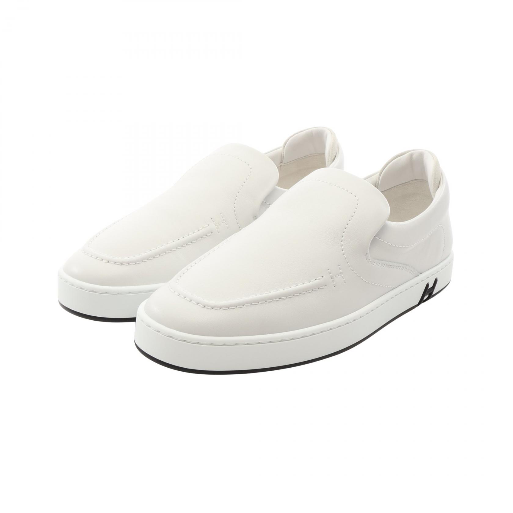 【10%OFFクーポン 7/26 9:59〆】 エルメス HERMES キディ スリッポン 靴 レザー メンズ ホワイト系 【中古】｜Brandoff銀座 55,000円