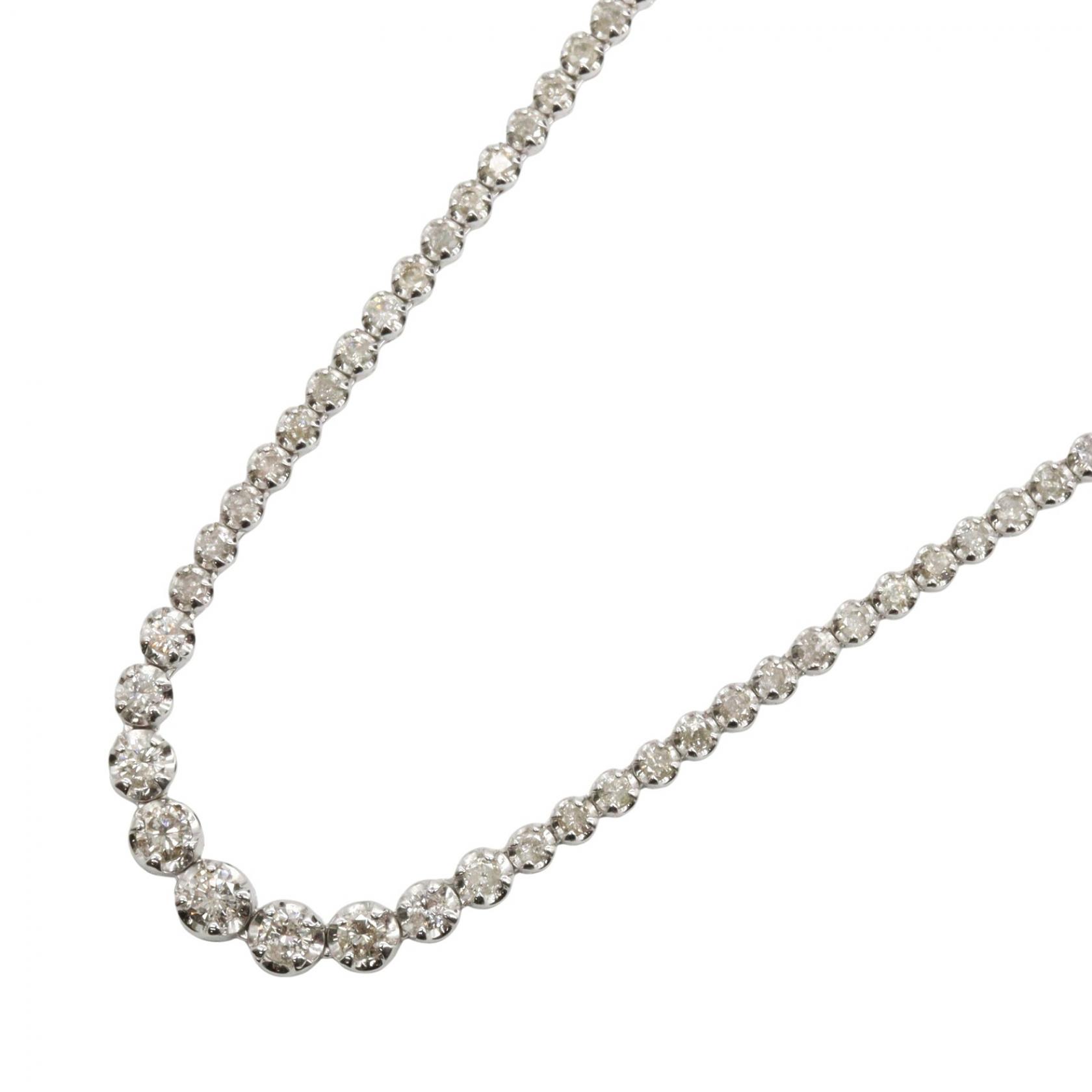 【10%OFFクーポン 7/26 9:59〆】 ジュエリー JEWELRY ダイヤモンド ネックレス ネックレス ジュエリー K18WG(ホワイトゴールド) ダイヤモンド レディース シルバー系 / ブラウン系 ダイヤ 13.9g 【中古】|Brandoff銀座
