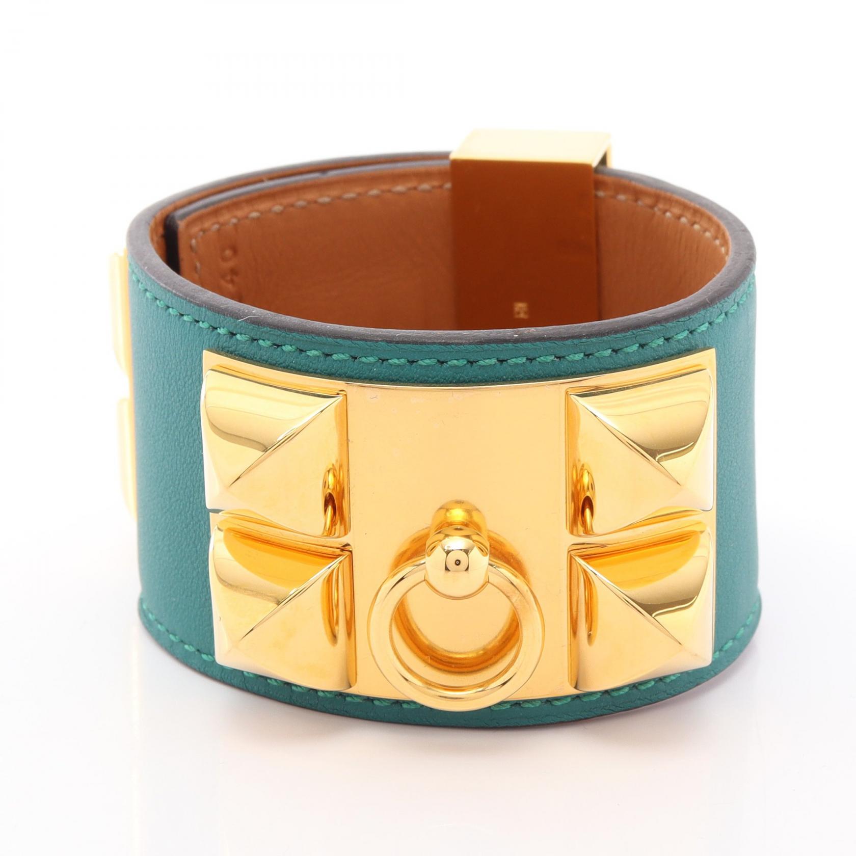 エルメス HERMES コリエドシアン マラカイト バングル アクセサリー GP（ゴールドメッキ） ヴォースイフト ヴォースイフト レディース グリーン系 / ゴールド系 【中古】｜Brandoff銀座