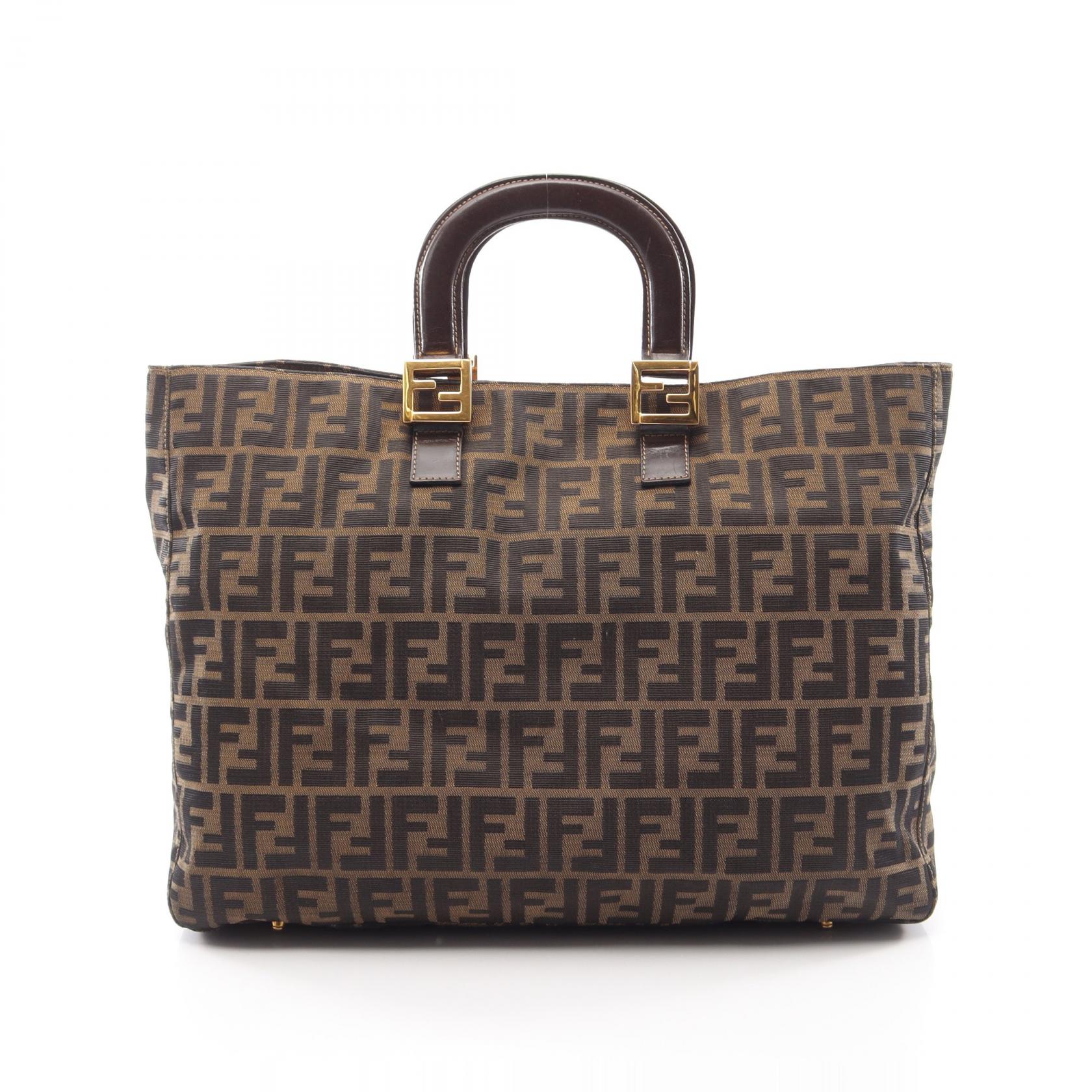 【10%OFFクーポン 7/26 9:59〆】 フェンディ FENDI ズッカ トートバッグ バッグ キャンバス レザー レディース ブラウン系 / ブラック系 【中古】|Brandoff銀座