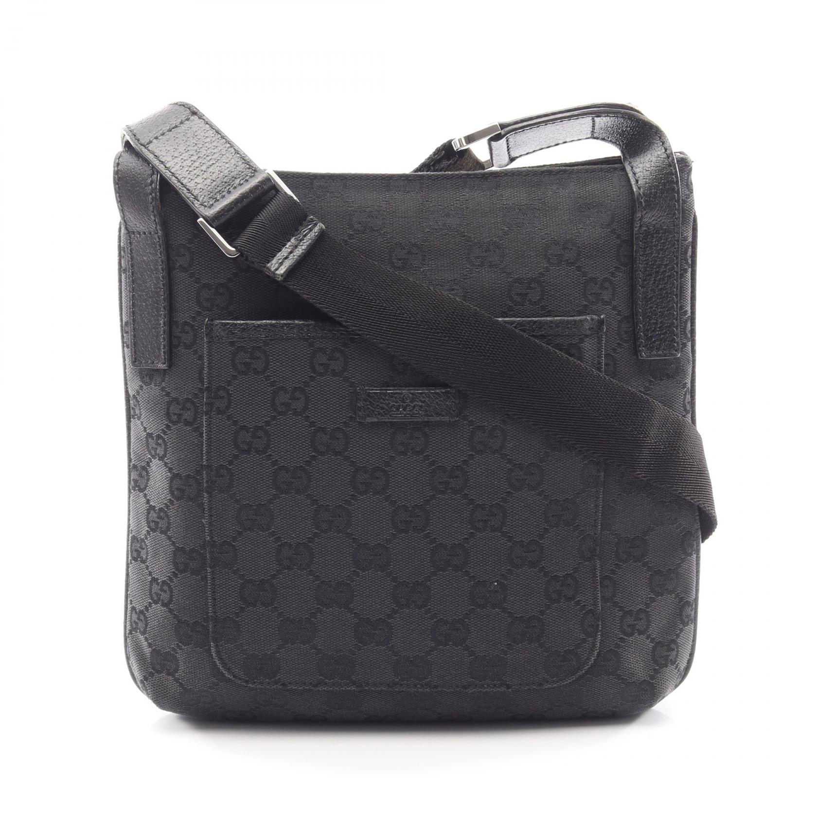 【10%OFFクーポン 7/26 9:59〆】 グッチ GUCCI GGキャンバス ショルダーバッグ バッグ キャンバス レザー レディース ブラック系 122793 【中古】|Brandoff銀座