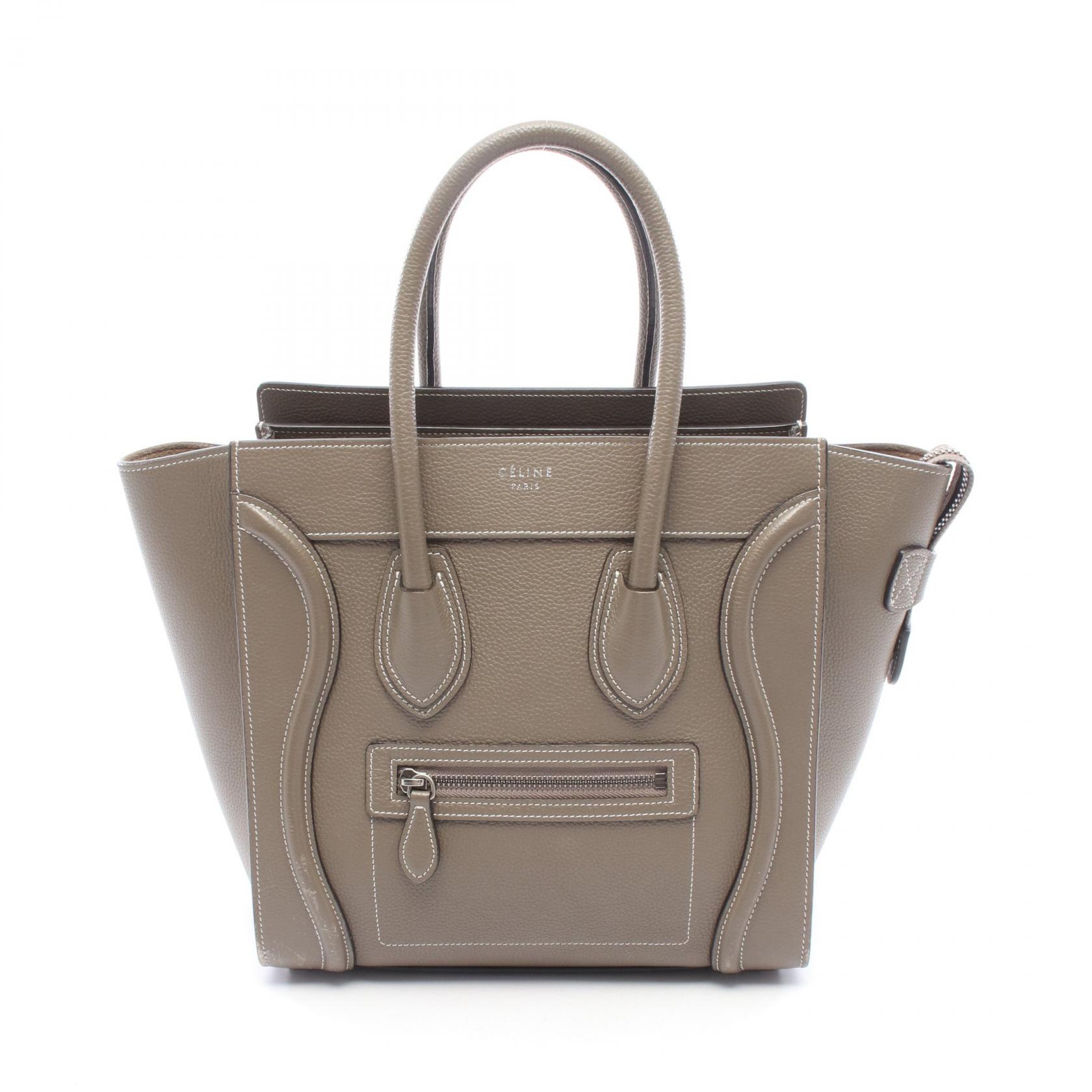 セリーヌ CELINE ラゲージ マイクロショッパー トートバッグ バッグ レザー レディース グレー系 【中古】｜Brandoff銀座