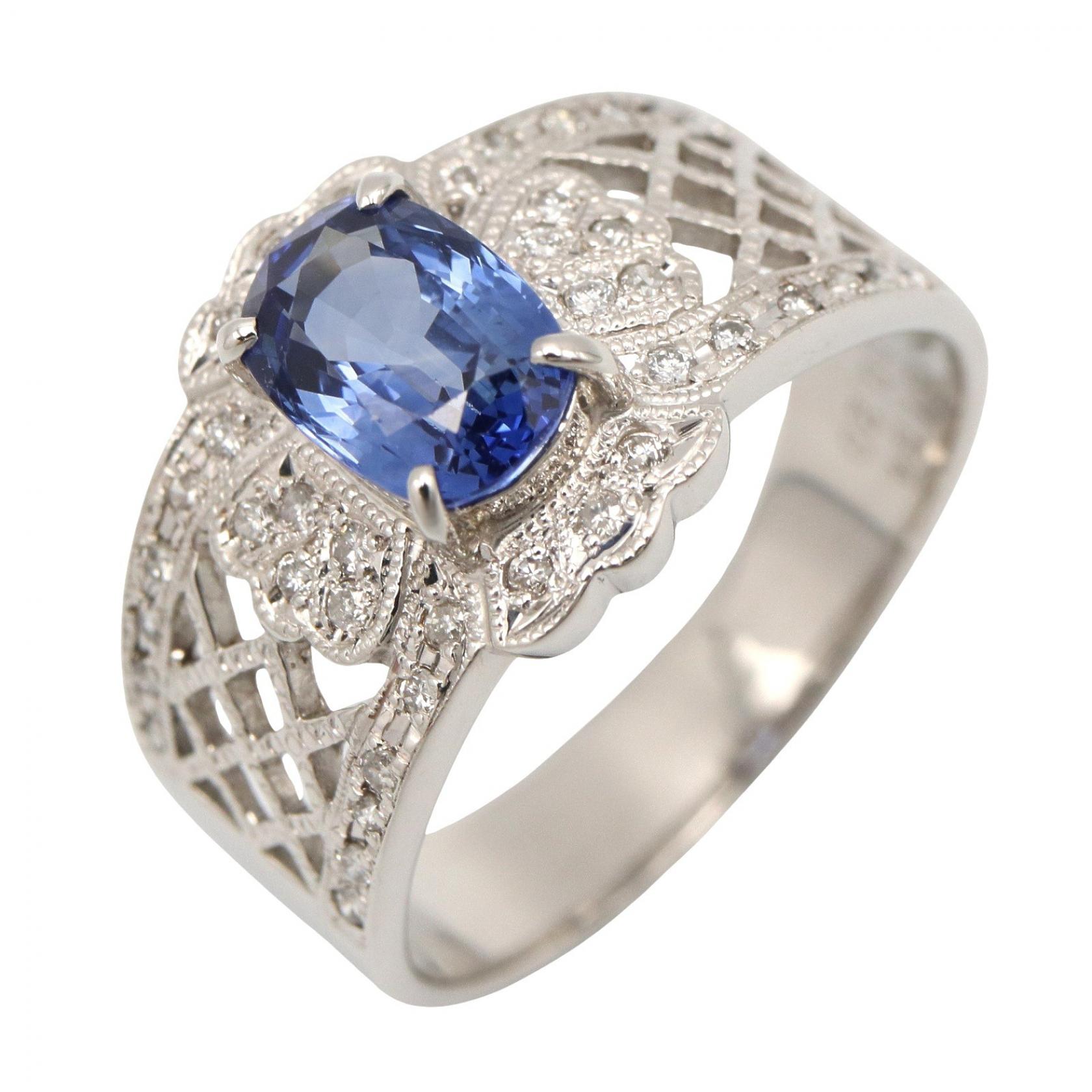 【10%OFFクーポン 7/26 9:59〆】 ジュエリー JEWELRY サファイア ダイヤ リング リング・指輪 ジュエリー Pt900プラチナ ダイヤモンド サファイア レディース ブルー系 / クリア系 / シルバー系 サファイア 7.4g 【中古】|Brandoff銀座
