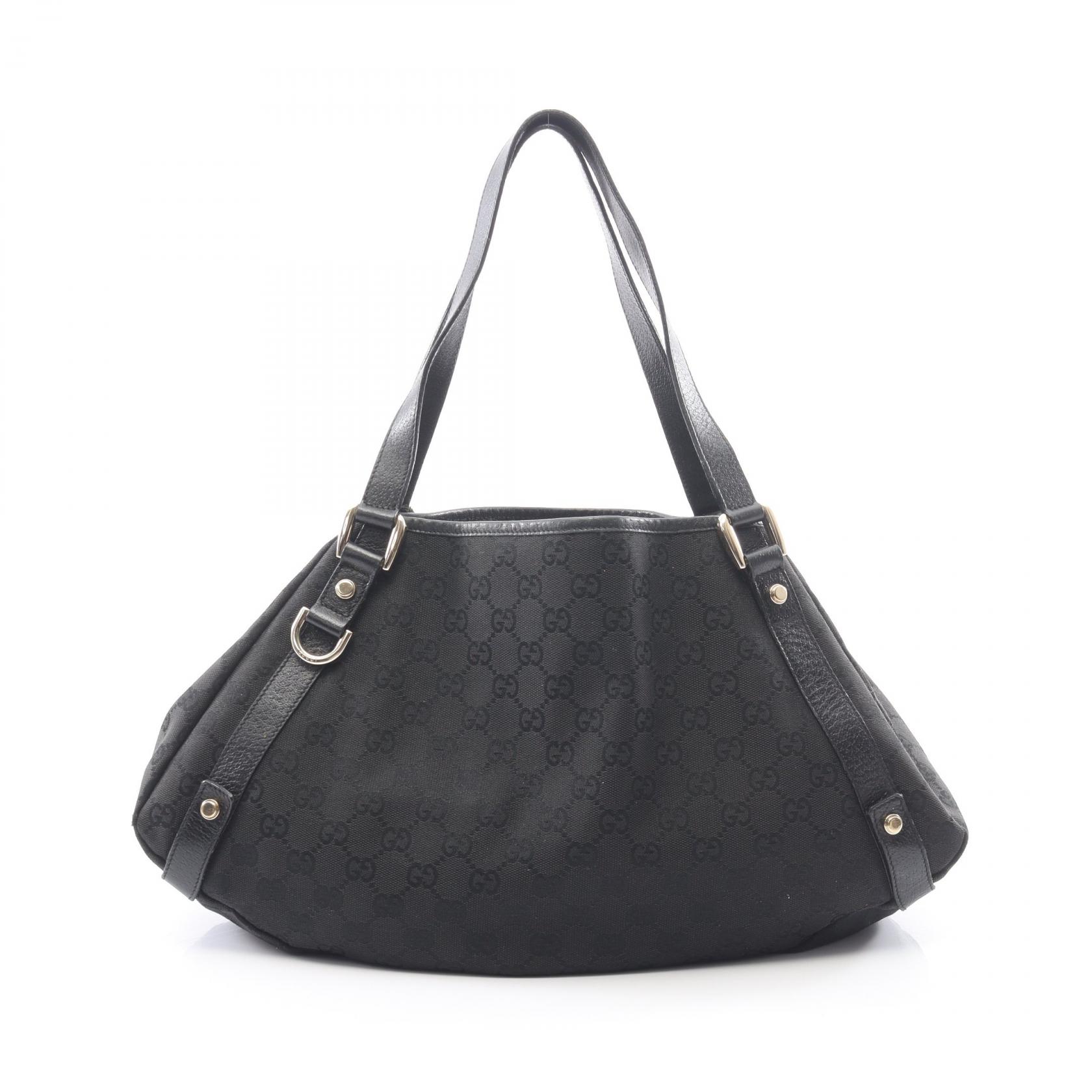 【10%OFFクーポン 7/26 9:59〆】 グッチ GUCCI アビー GGキャンバス ショルダーバッグ バッグ キャンバス レザー レディース ブラック系 130736 【中古】｜Brandoff銀座
