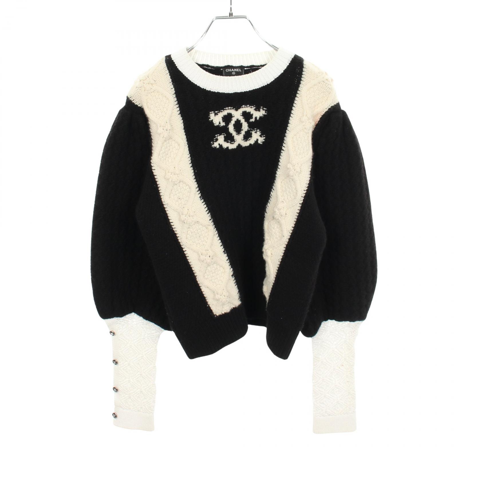 シャネル CHANEL ココマーク ニット 衣料品 トップス ウール カシミヤ レディース ブラック系 / ホワイト系 P70976K10191 【中古】|Brandoff銀座