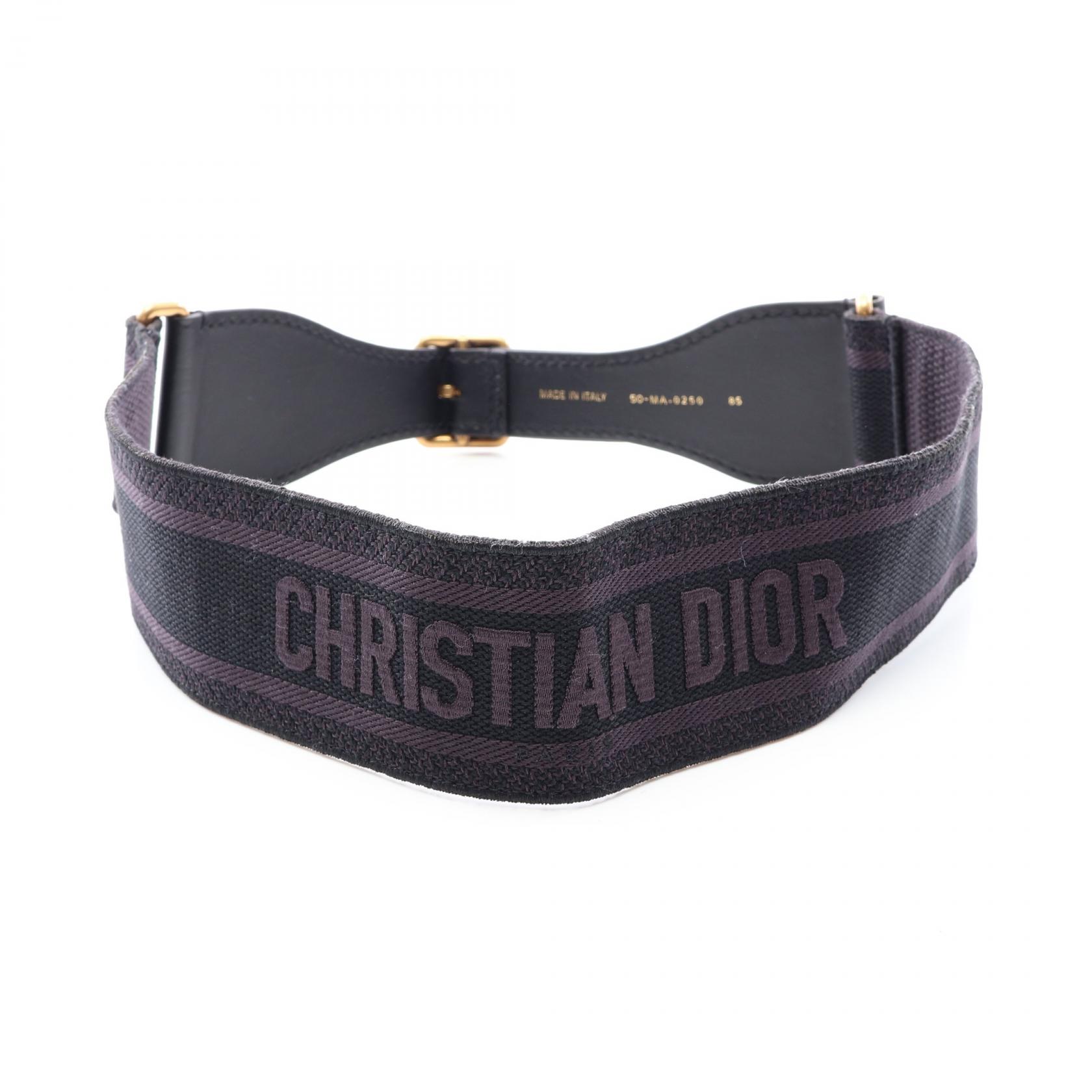 ディオール Dior エンブロイダリー マキシ ベルト 衣料品 レザー キャンバス レディース ブラック系 【中古】|Brandoff銀座