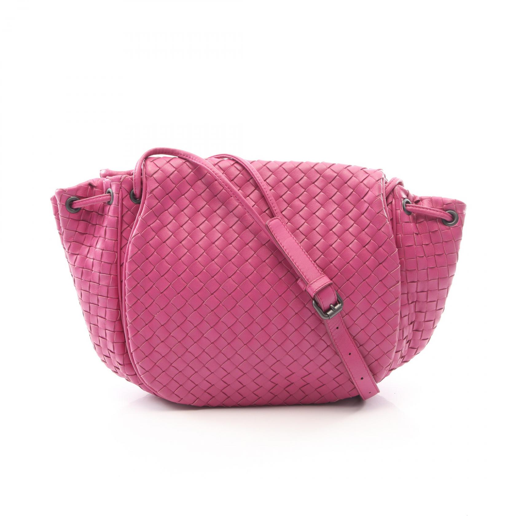 ボッテガヴェネタ BOTTEGA VENETA イントレチャート ショルダーバッグ バッグ レザー レディース ピンク系 【中古】｜Brandoff銀座 84,700円