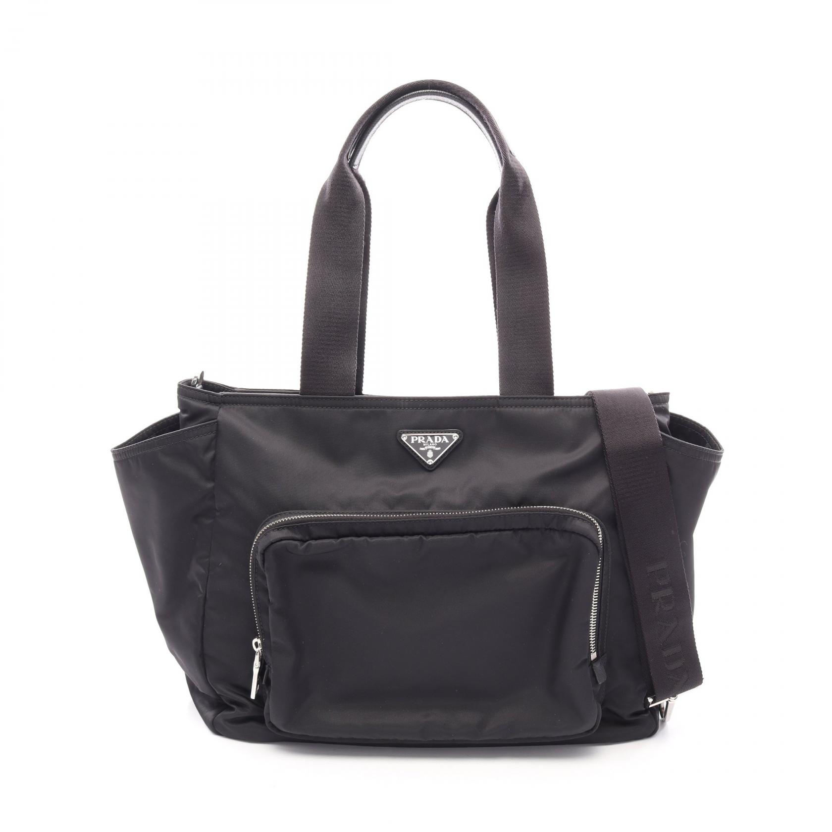 プラダ PRADA Re-Nylon ベビーバッグ 2WAY トートバッグ バッグ ナイロン サフィアーノレザー レディース ブラック系 1BG102_RV44_F0002_V 【中古】|Brandoff銀座