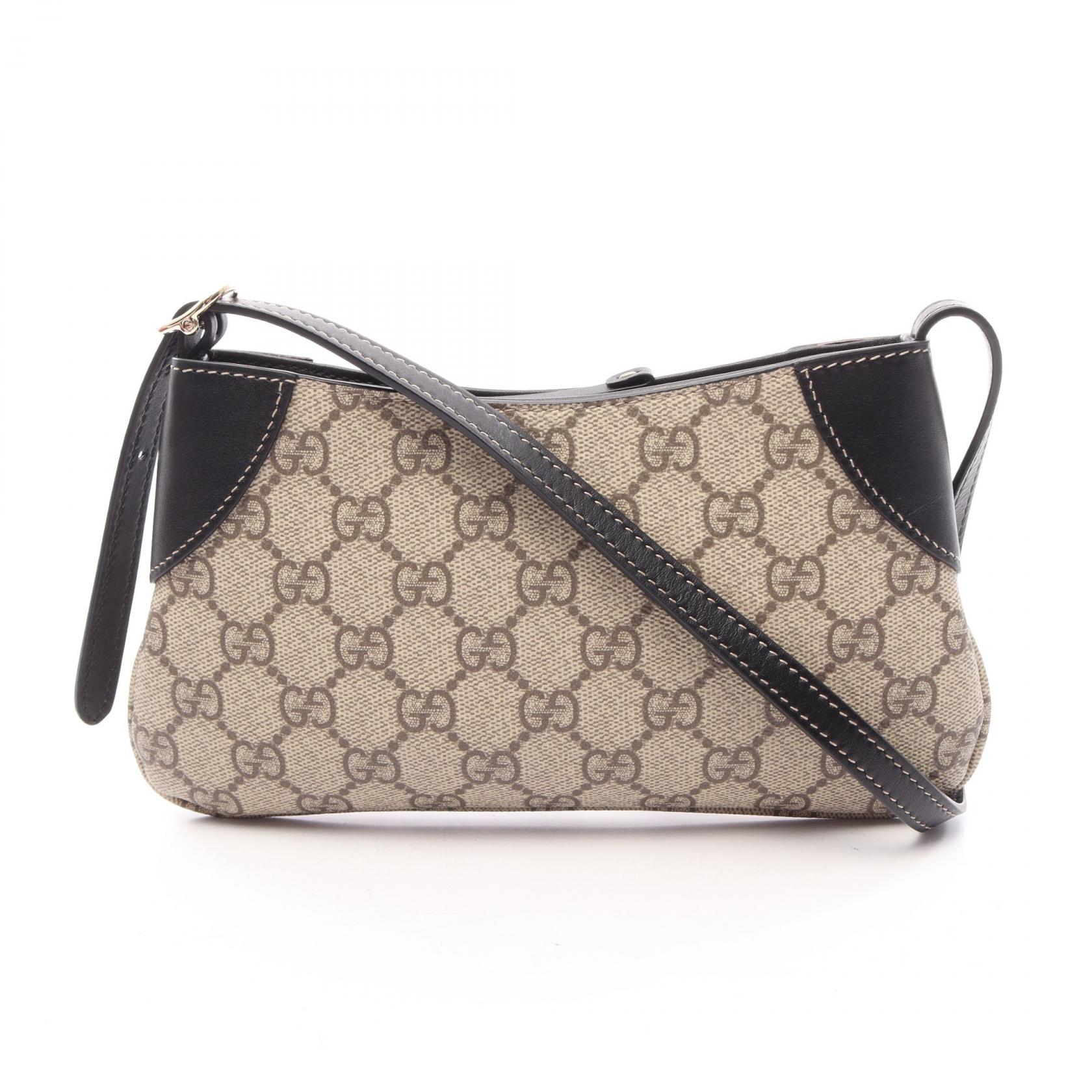 グッチ GUCCI GGエンブレム スモール ショルダーバッグ バッグ PVCコーティングキャンバス レザー レディース ベージュ系 / ブラック系 820696 【中古】|Brandoff銀座
