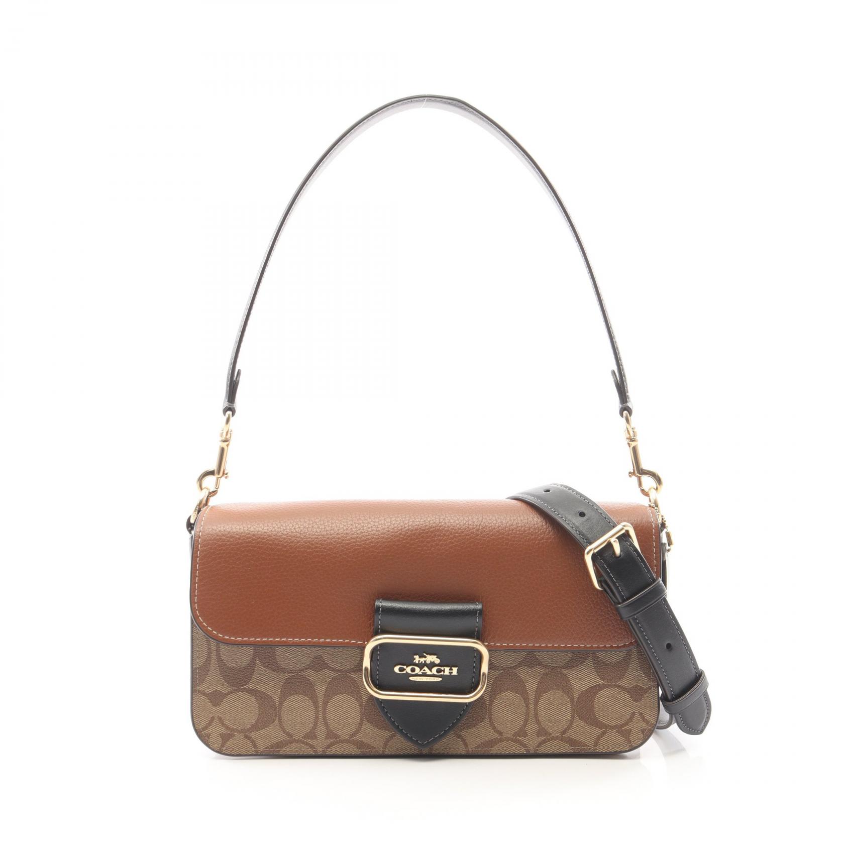 コーチ COACH モーガン シグネチャー 2WAY ショルダーバッグ バッグ PVCコーティングキャンバス レザー レディース ベージュ系 / ブラウン系 / ブラック系 【中古】|Brandoff銀座