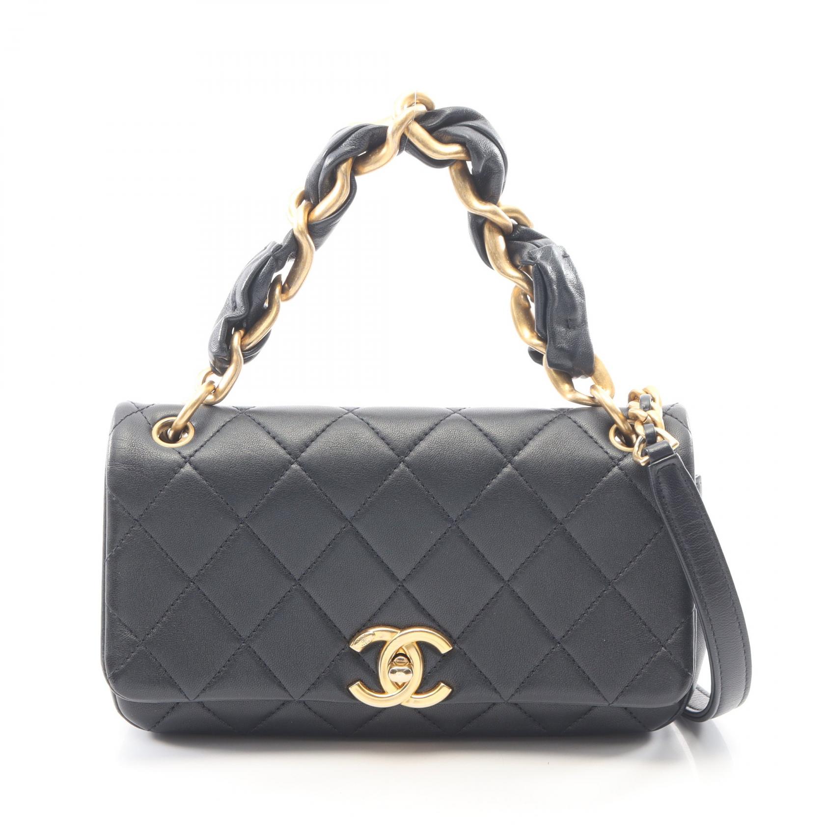 シャネル CHANEL マトラッセ 2WAY ショルダーバッグ バッグ ラムスキン（羊革） レディース ネイビー系 【中古】｜Brandoff銀座