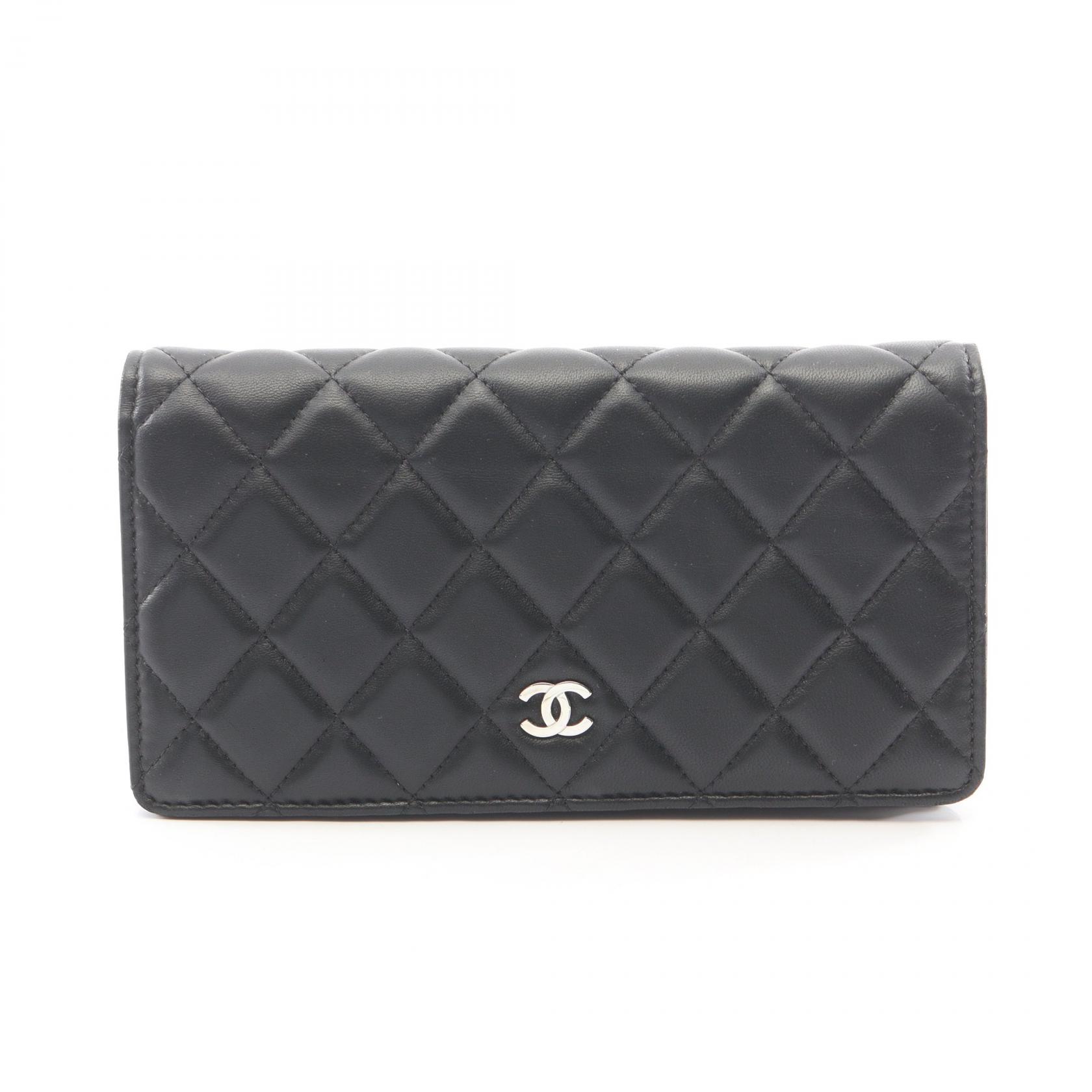 シャネル CHANEL マトラッセ 二つ折り長財布 財布 ラムスキン（羊革） レディース ブラック系 A31509 【中古】｜Brandoff銀座