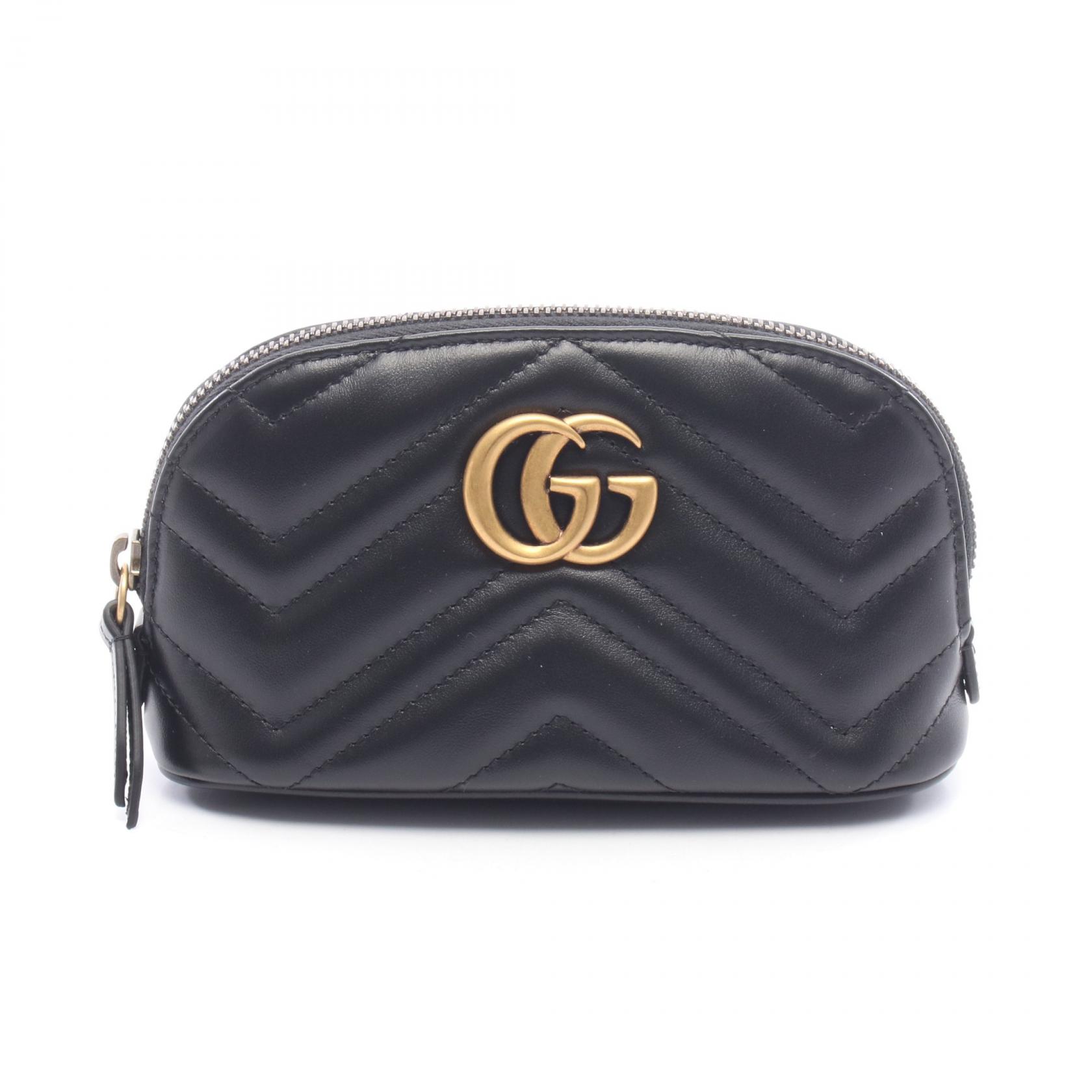 グッチ GUCCI GGマーモント キルティング ポーチ バッグ レザー レディース ブラック系 625544 【中古】|Brandoff銀座