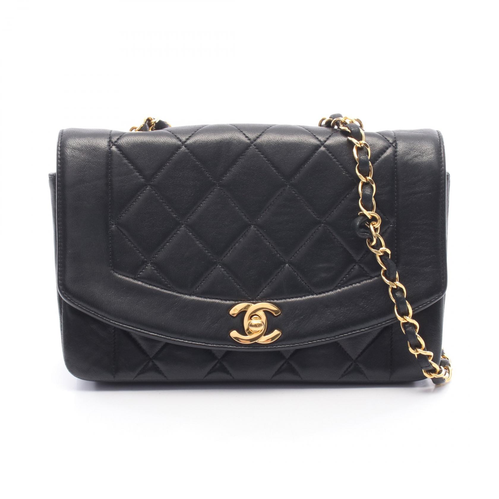 シャネル CHANEL マトラッセ ダイアナフラップ ショルダーバッグ バッグ ラムスキン（羊革） レディース ブラック系 A01164 【中古】｜Brandoff銀座