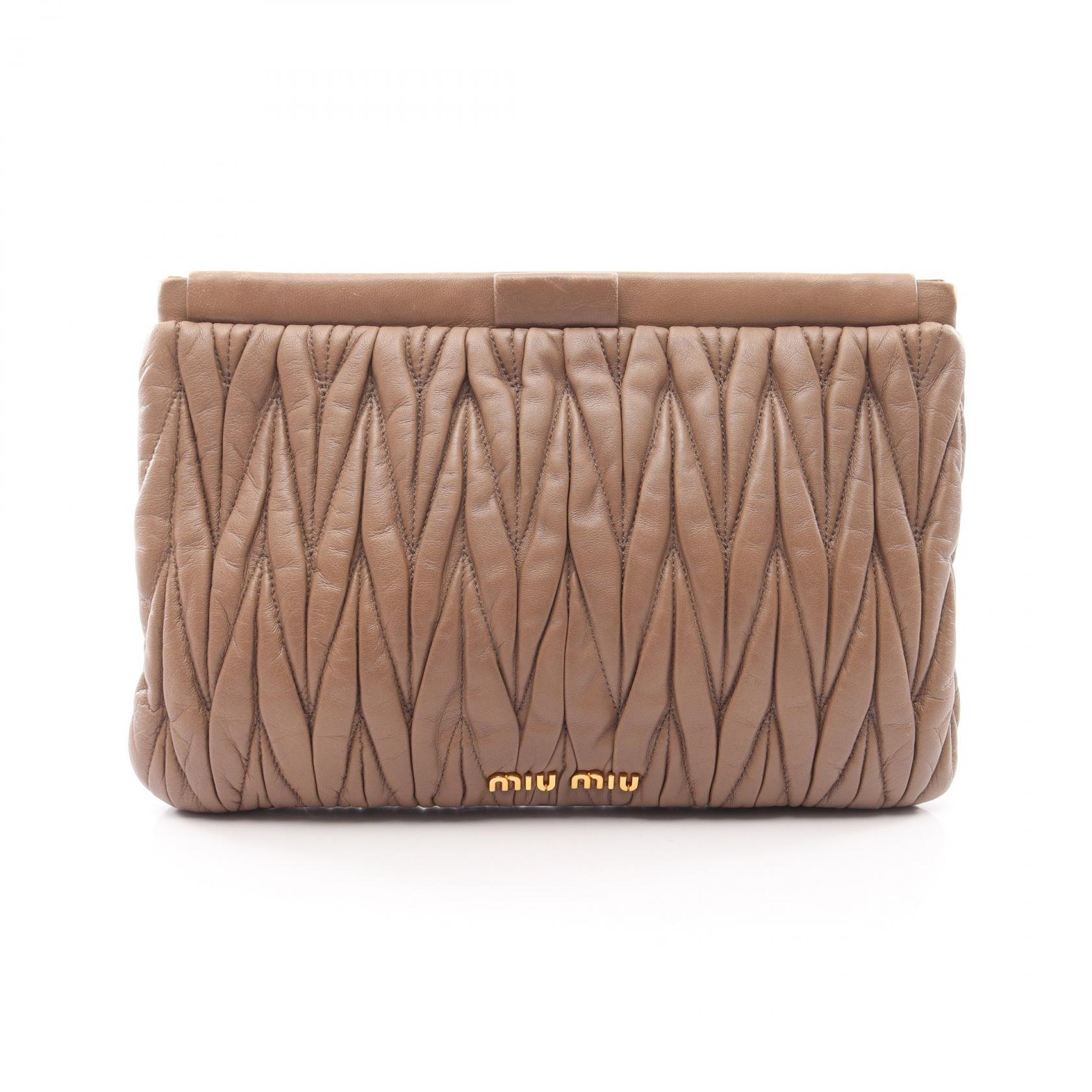 ミュウ ミュウ Miu Miu MATELASSE セカンドバッグ クラッチバッグ バッグ レザー レディース グレー系 5N1573 【中古】｜Brandoff銀座