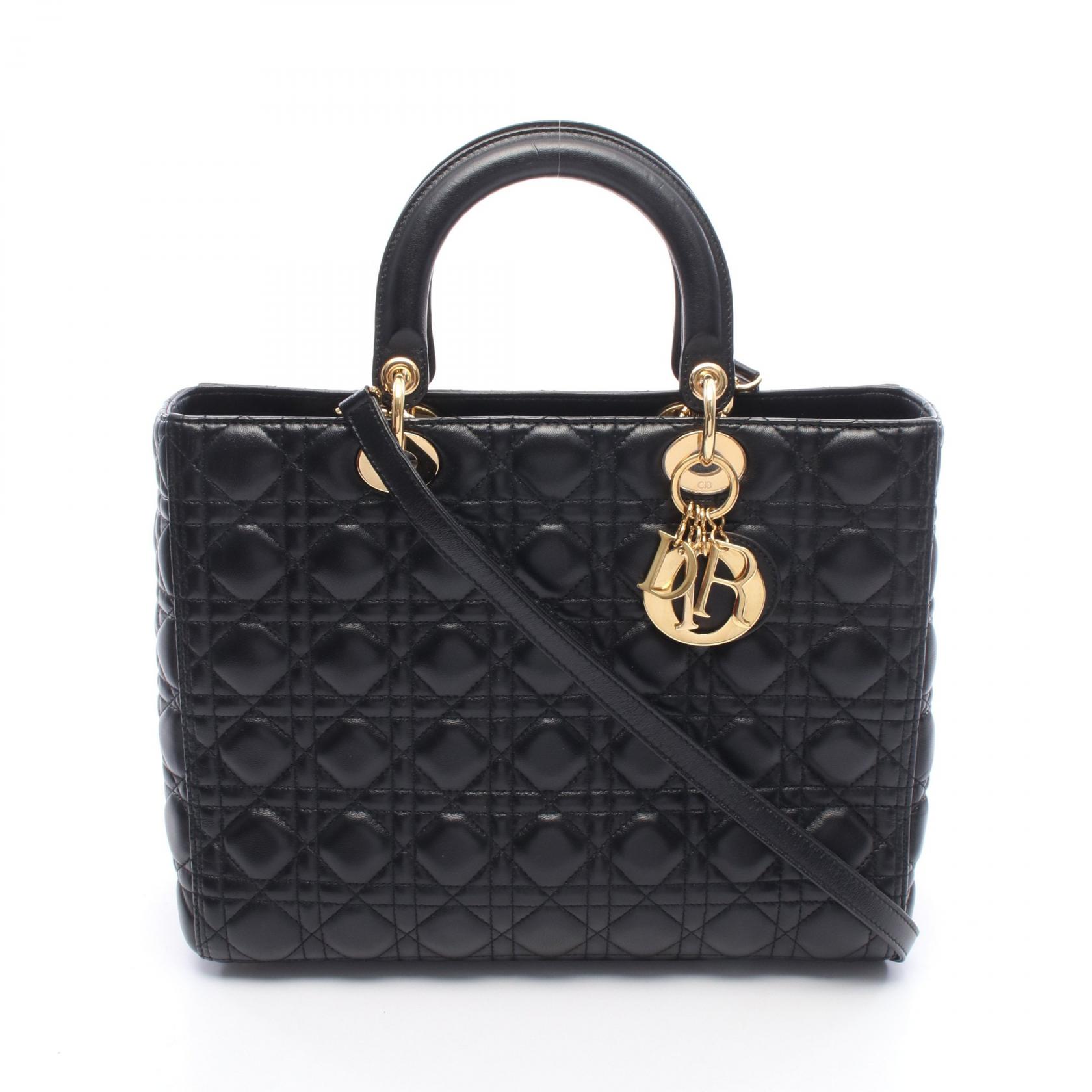 ディオール Dior レディディオール ラージ カナージュ 2WAY ハンドバッグ バッグ レザー レディース ブラック系 【中古】｜Brandoff銀座