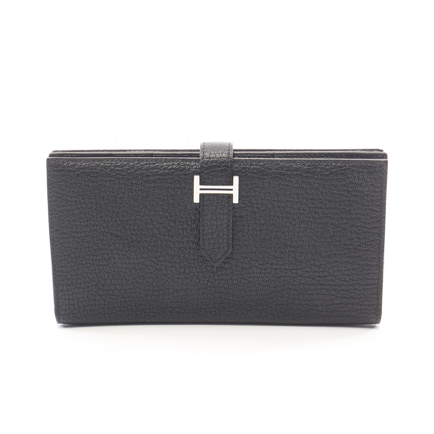 エルメス HERMES ベアンスフレ 二つ折り長財布 財布 シェーブル シェーブル レディース ブラック系 【中古】|Brandoff銀座
