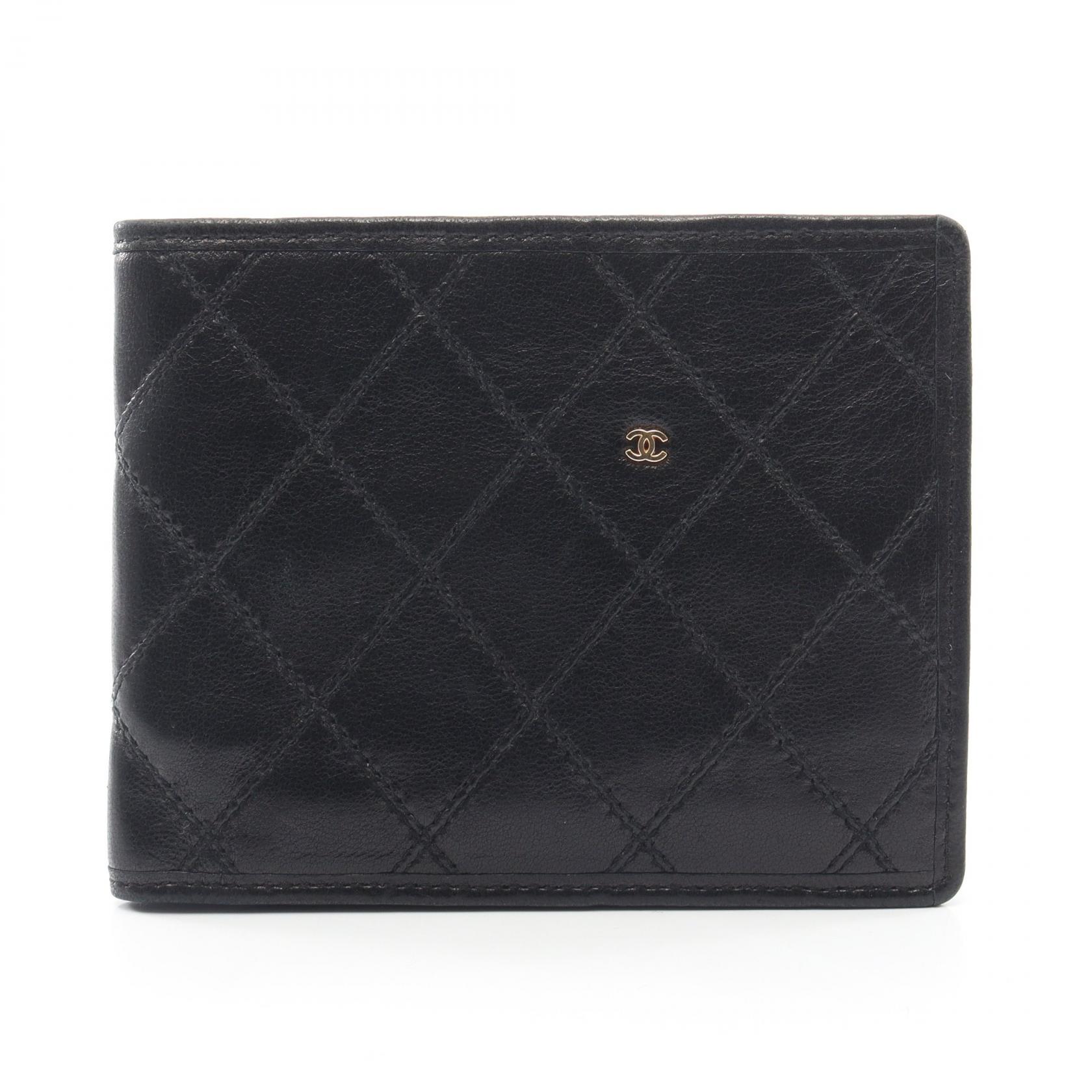 シャネル CHANEL ビコローレ 二つ折り財布 財布 ラムスキン(羊革) レディース ブラック系 【中古】|Brandoff銀座