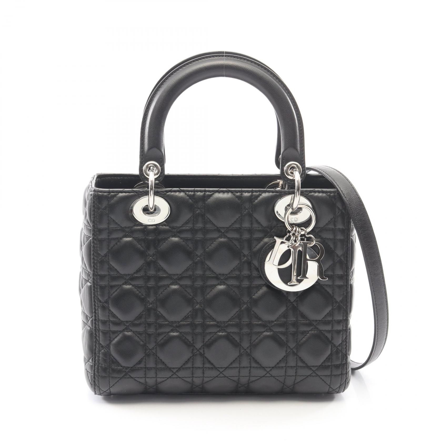 ディオール Dior LADY DIOR レディディオール カナージュ 2WAY ハンドバッグ バッグ レザー レディース ブラック系 【中古】｜Brandoff銀座