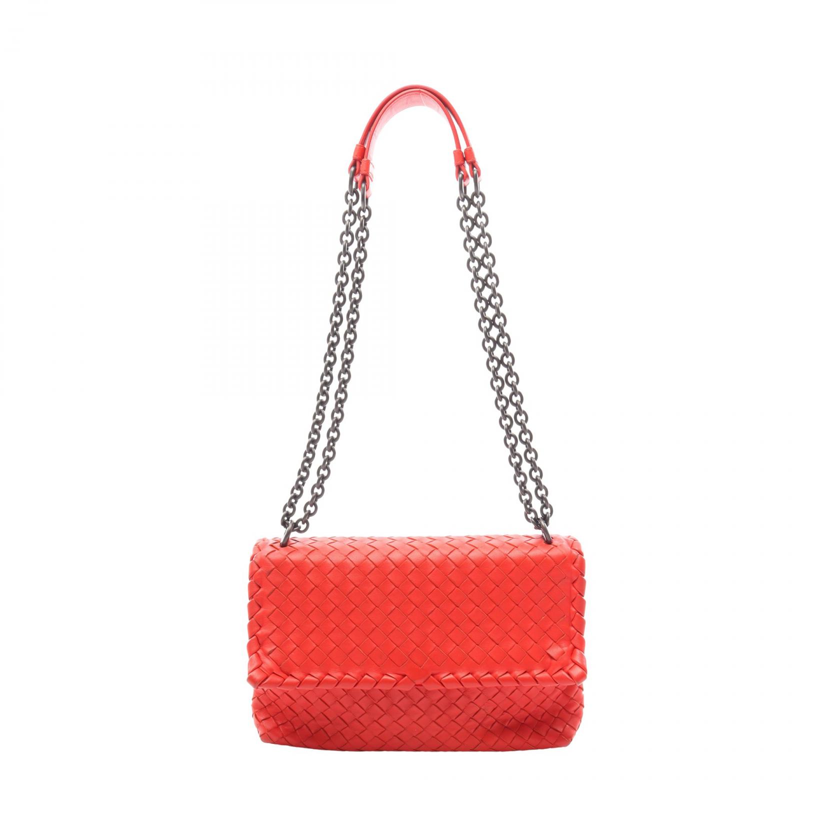ボッテガヴェネタ BOTTEGA VENETA スモール オリンピア ショルダーバッグ バッグ レザー レディース レッド系 【中古】｜Brandoff銀座