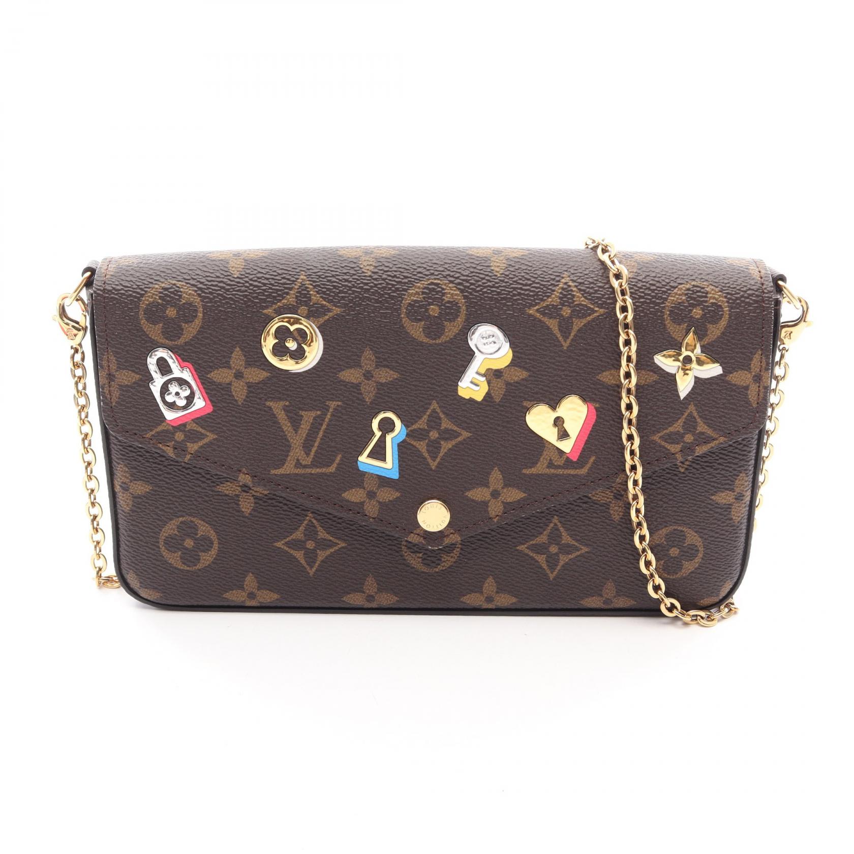 ルイ・ヴィトン LOUIS VUITTON ポシェットフェリシー ラブロック モノグラム ショルダーバッグ バッグ PVCコーティングキャンバス レディース ブラウン系 M63999 【中古】｜Brandoff銀座 110,500円