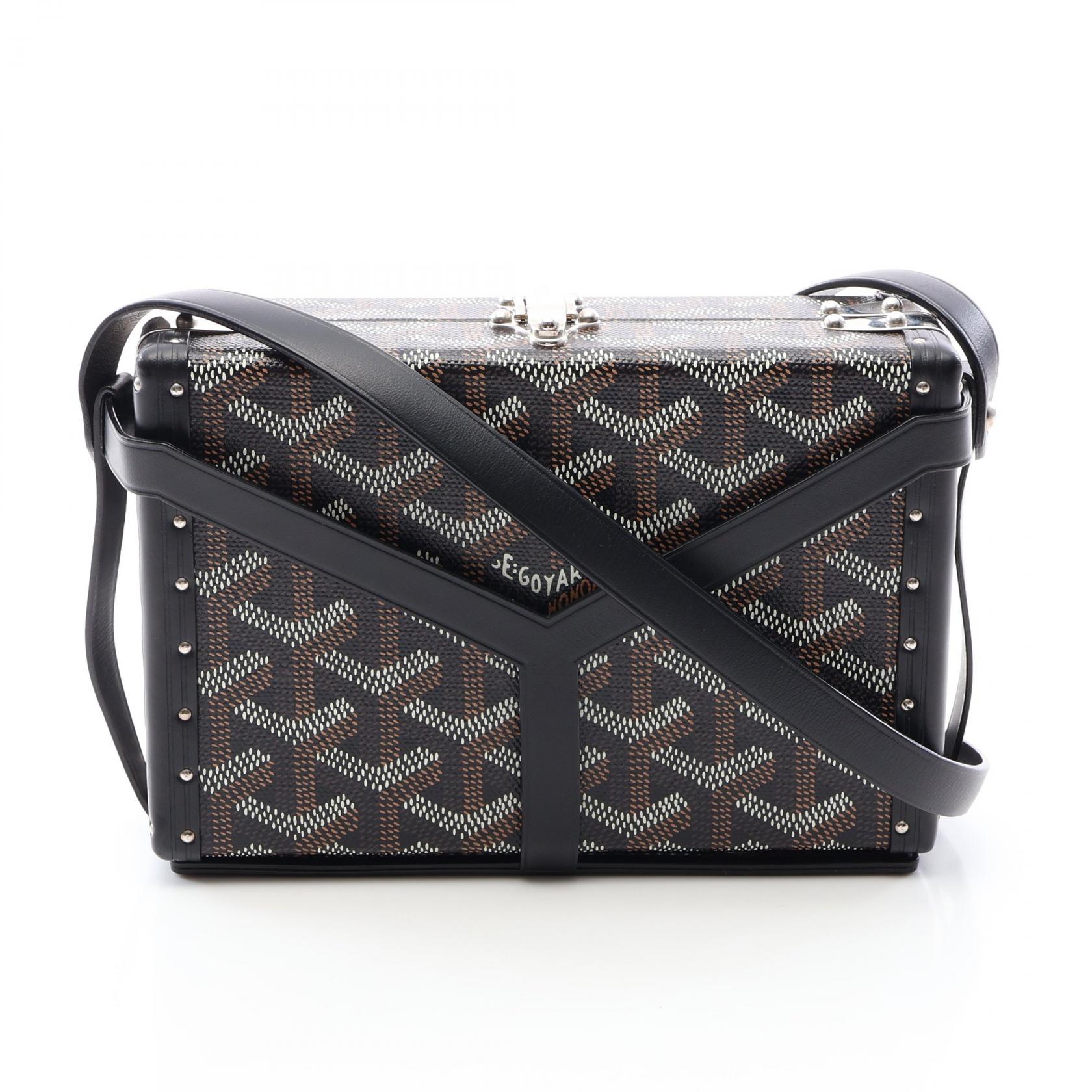 ゴヤール GOYARD ミノディエール トランクバッグ ショルダーバッグ バッグ PVCコーティングキャンバス レザー レディース ブラック系 / ブラウン系 / ホワイト系 MINA08PMLTY 【中古】｜Brandoff銀座