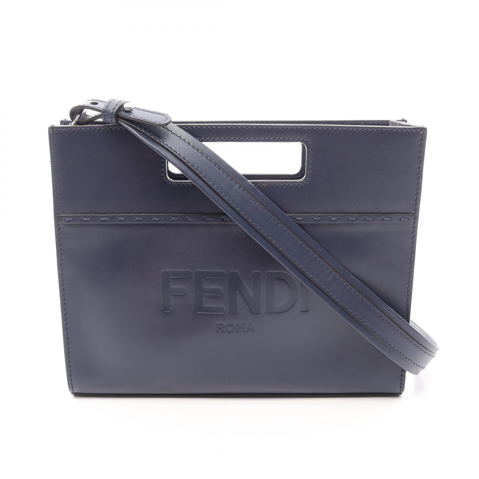 フェンディ FENDI ショッパー スモール ハンドバッグ バッグ レザー メンズ レディース ネイビー系 7VA547 【中古】｜Brandoff銀座 78,650円