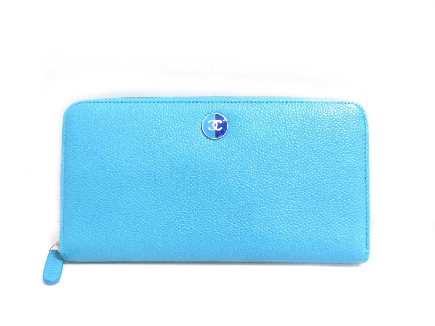 アクセサリー 財布 送料無料 シャネル バイカラーココボタン ラウンドファスナー長財布 メンズ レディース キャビアスキン カルティエ ターコイズブルー Chanel 長財布 美品 ブランド ブランドオフ Brandoff Brandoff銀座 Chanel バイカラーココボタン ラウンド