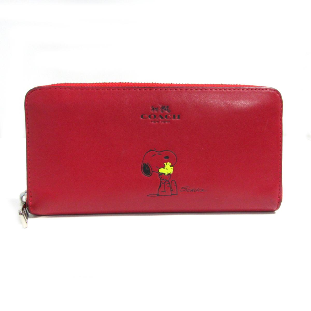 レディース レッド ラウンド長財布 コーチ スヌーピーコラボ 財布 アクセサリー スヌーピーコラボ コーチ レザー Coach 長財布 ラウンド長財布 美品 ブランドオフ Brandoff Brandoff銀座 Coach スヌーピーコラボ ラウンド長財布 財布 ランクa ブランドオフ