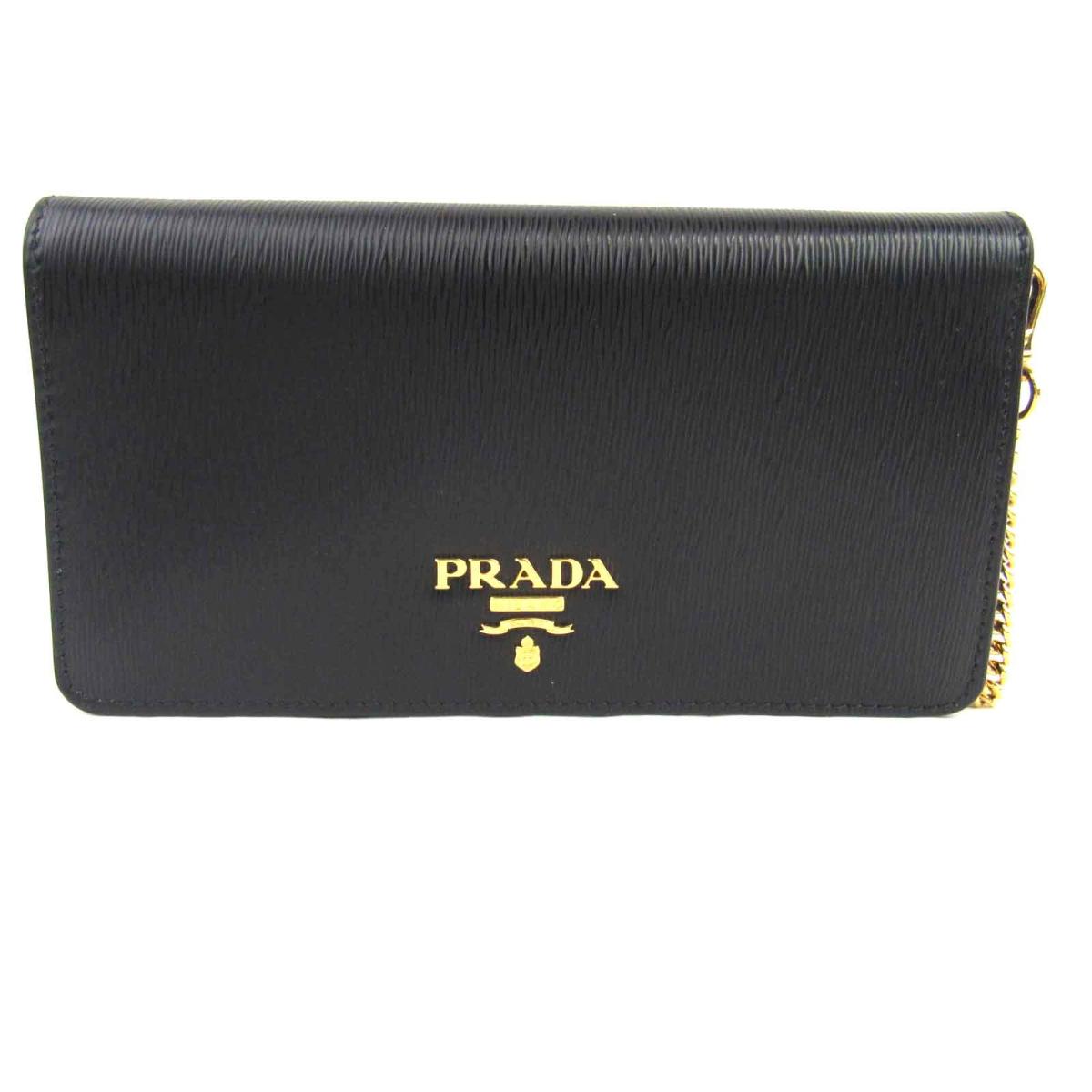 Chanel ブルガリ レディース プラダ ショルダーバッグ 1dh044 チェーンウォレット ロレックス チェーン レザー ブラック Prada 長財布 財布 チェーンウォレット 美品 ブランドオフ Brandoff Brandoff銀座 Prada チェーンウォレット チェーン ショルダーバッグ 財布