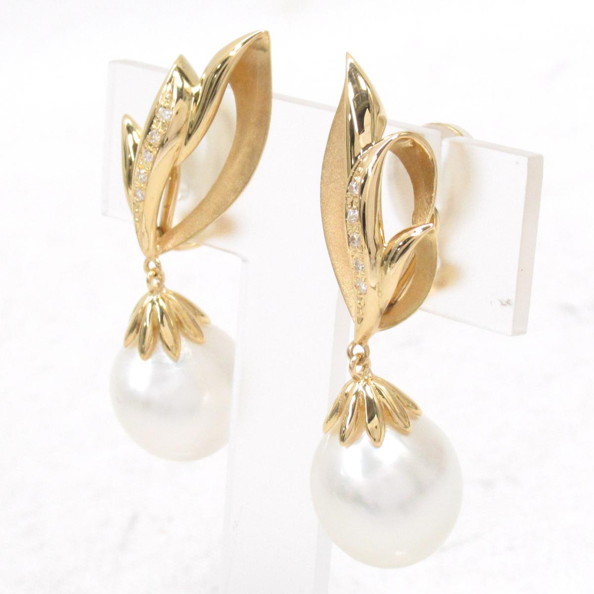 パールイヤリング ジュエリー ロレックス 750 バッグ 中古 カルティエ K18yg パール ダイヤモンド レディース 0 05 0 05ct イエローゴールド Jewelry Brandoff ブランドオフ ブランド アクセサリー イヤリング Brandoff銀座 Jewelry パールイヤリング ノー