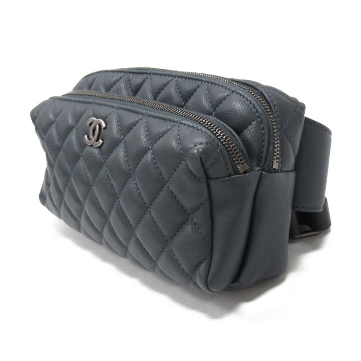シャネル マトラッセ ウエストバッグ Hermes ボディバッグ 財布 バッグ レディース レザー グレー シルバー金具 Vuitton A577 中古 Chanel Brandoff ブランドオフ メンズ ブランド ブランドバッグ バック ボディバック ウエストポーチ 普段使い Brandoff銀座