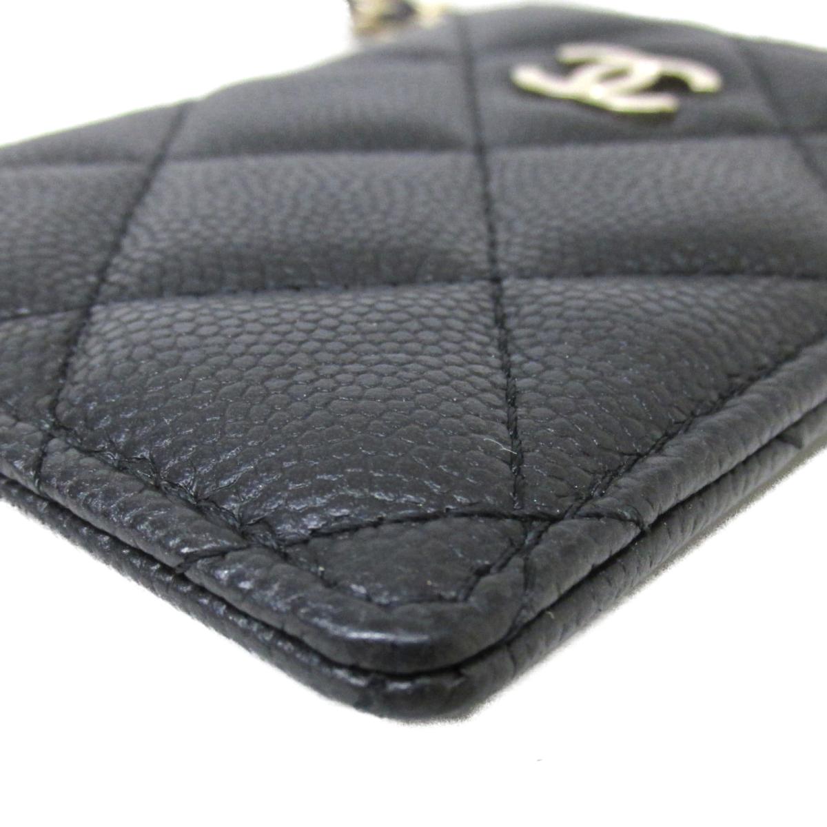 中古 中古 レディース パスケース 財布 ケース シャネル ブラック キャビアスキン マトラッセ カードケース チェーン付 Chanel 金具 ゴールド Brandoff ブランドオフ ブランド ブランド雑貨 小物 雑貨 定期入れ パスケース 定期 パス カードケース カード