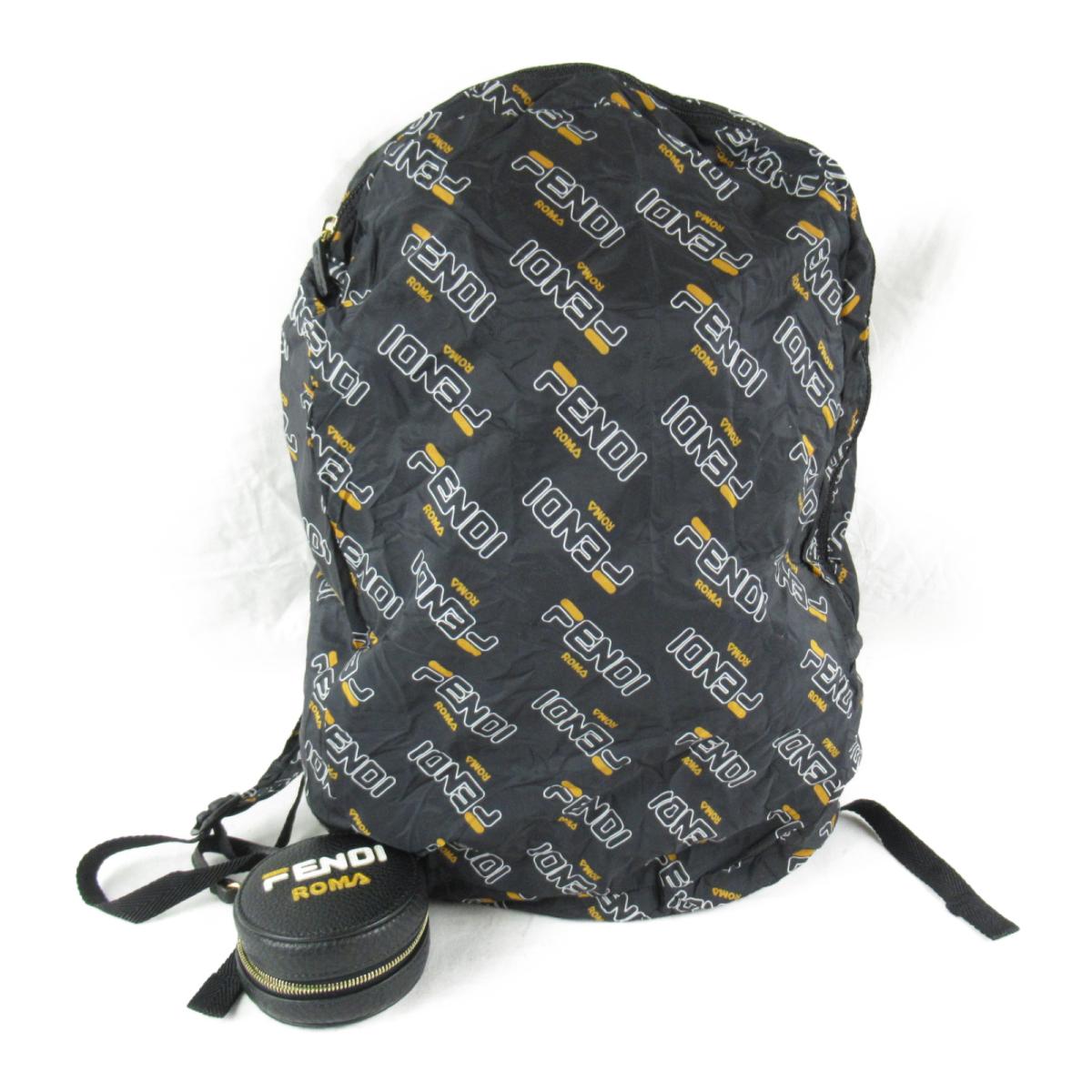 中古 フェンディ エコバッグ リュックサック バックパック メンズ レディース ナイロン ブラック X オレンジ ホワイト Fendi Brandoff ブランドオフ ブランド ブランドバッグ バッグ バック リュック Mozago Com