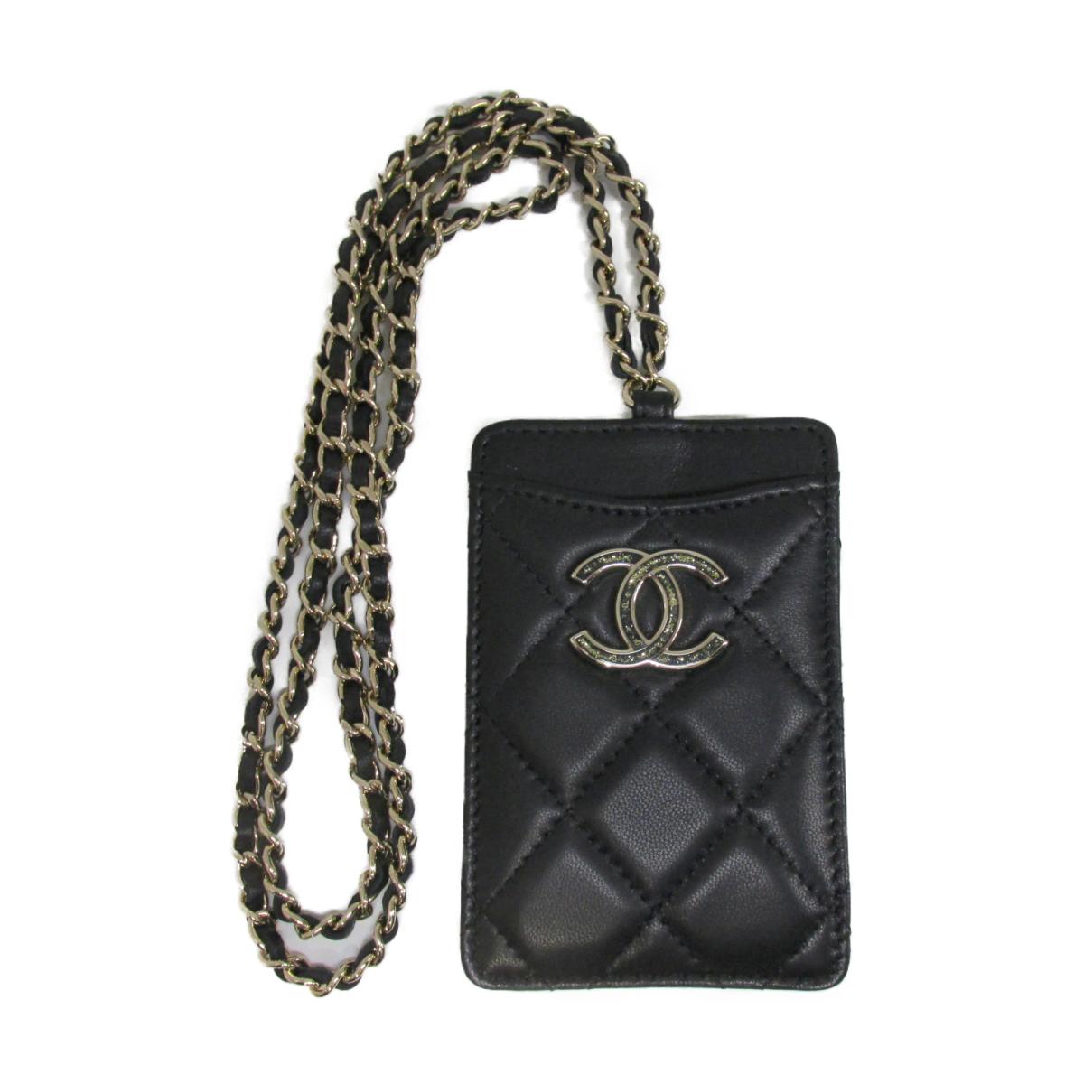 中古 キーホルダー シャネル カードホルダー レディース ラムスキン 小物 ブラック Chanel ブラック Brandoff ブランドオフ ブランド ブランド雑貨 小物 雑貨 キーホルダー キーケース Brandoff銀座 Chanel カードホルダー 財布 未使用品 送料無料 ブランドオフ