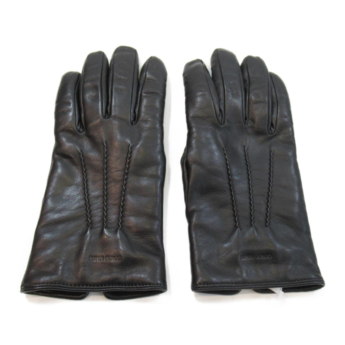 中古 ジョルジオ アルマーニ レザーグローブ 手袋 メンズ レザー ブラック Giorgio Armani Brandoff ブランドオフ ブランド 冬 秋 防寒具 グローブ Mozago Com