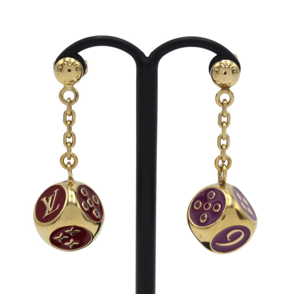 中古 ルイヴィトン ブークルドレイユ 立方体ピアス レディース ゴールド ボルドー パープル M Louis Vuitton ブークルドレイユ キューブピアス アクセ 格a 商標名オフ 生年月日年代 差し上物 贈呈品 Sefhouston Org