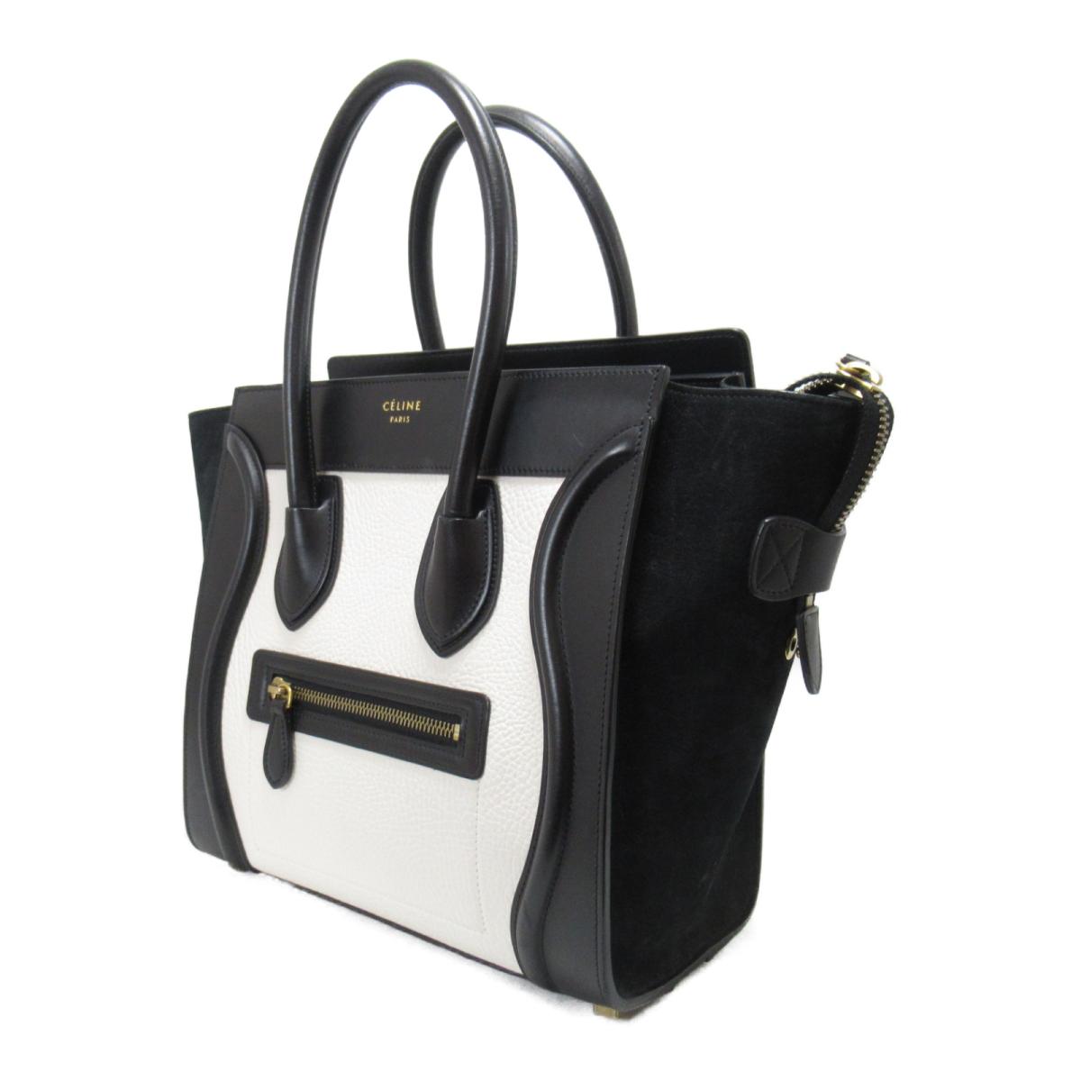 中古 セリーヌ マイクロラゲージショッパー ハンドバッグ レディース レザー ブラック X ホワイト Ebusinessnetwork Com Br