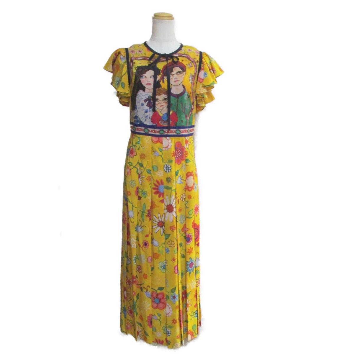 中古 グッチ ワンピース レディース シルク オレンジ マルチカラー Mozago Com