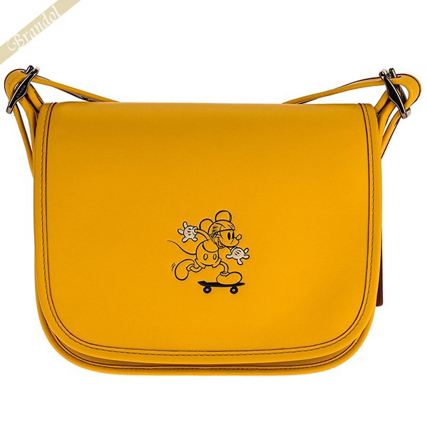 レディース Coach コラボ ディズニー レザー ミッキーマウス Qbban F コラボ クーポンで800円off コーチ ショルダーバッグ イエロー F Qbban コーチアウトレット コンビニ受取 ブランド 海外ブランド専門店 Brandolコーチ 女性用 斜めがけ かばん 鞄