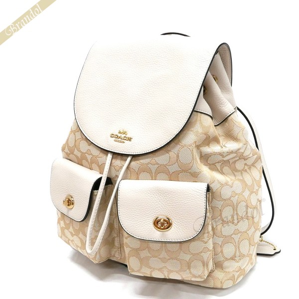 注目の輝く高品質 リュックサック コーチ バックパック レディース シグネチャー Coach ターンロック Imdqc コーチアウトレット ホワイト系 ライトベージュ コーチ 海外ブランド専門店 F ブランド ホワイト系 ライトベージュ レディース Brandol 送料