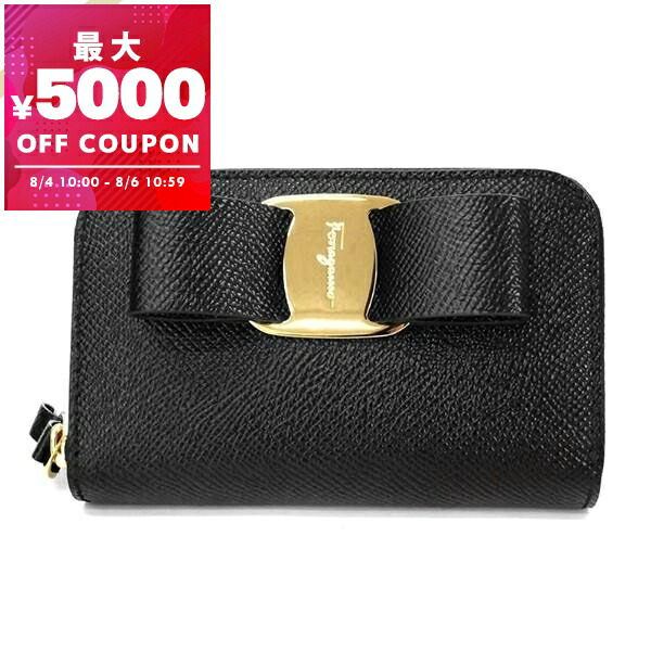 関税込【Ferragamo】ヴァラ リボン カードホルダー ブラック フェラガモ フラグメントケース/コインケース（小銭入れ