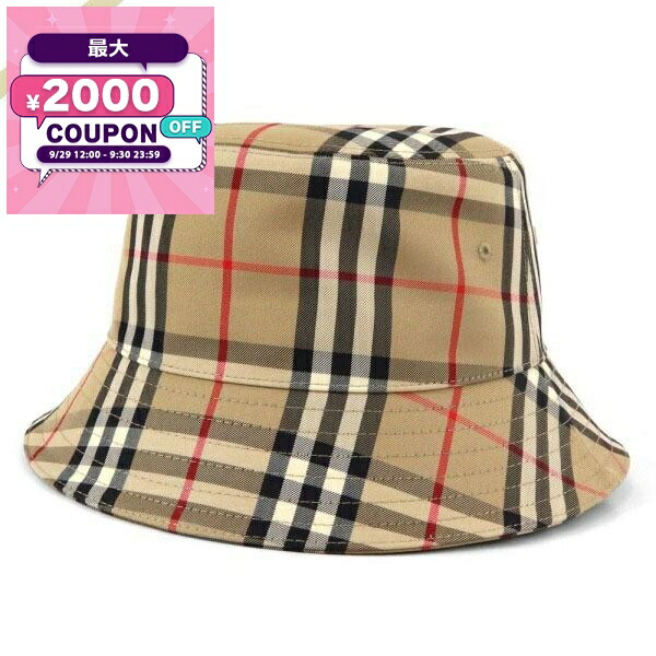 BURBERRY バケットハット Lサイズ ベージュ BURBERRY(バーバリー) ロゴ 裏地チェック バケットハット 帽子