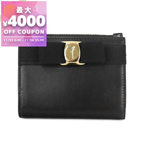 新品未使用Salvatore Ferragamo 財布 三つ折り ヴァラリボン コンパクトウォレット ミニ財布 三つ折り ヴァラ リボンモチーフ